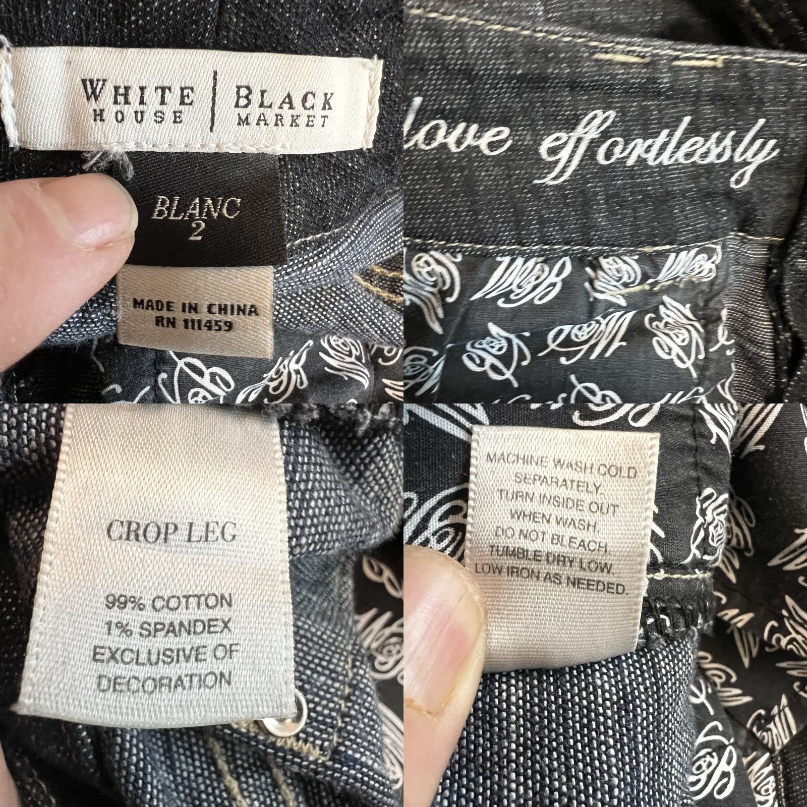White House Black Market White House Black Market Black Denim Crop Jeans Womens Size 2 30X21.5 Low Rise Regular Fit Size 26" / US 2 / IT 38 - 8 Thumbnail