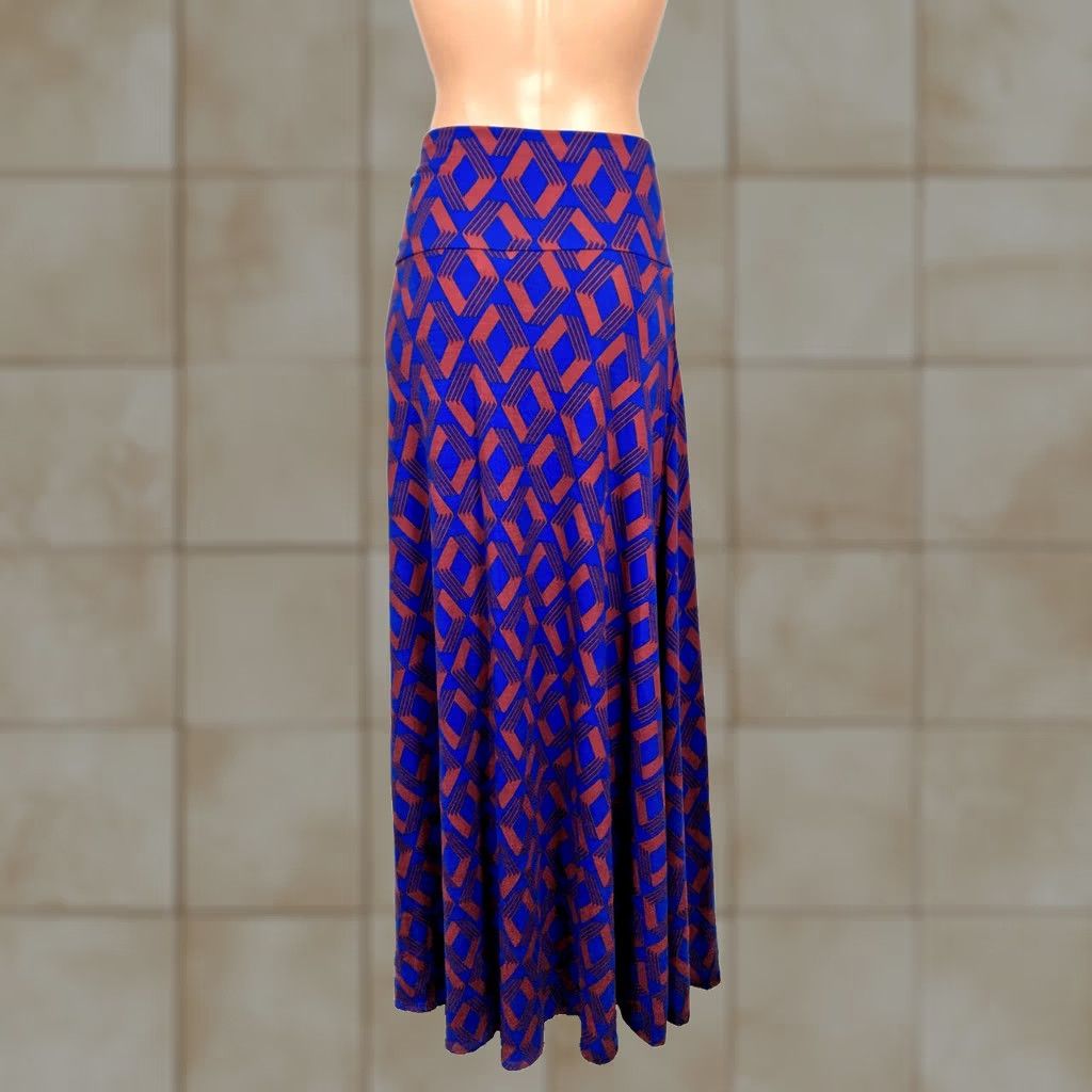 Vintage VINTAGE LuLaRoe Maxi Skirt Dress XL Red Blue Geometric Neon NWT Geometric Pattern Skirt Womens XL Size 40" / US 18 - 1 Thumbnail