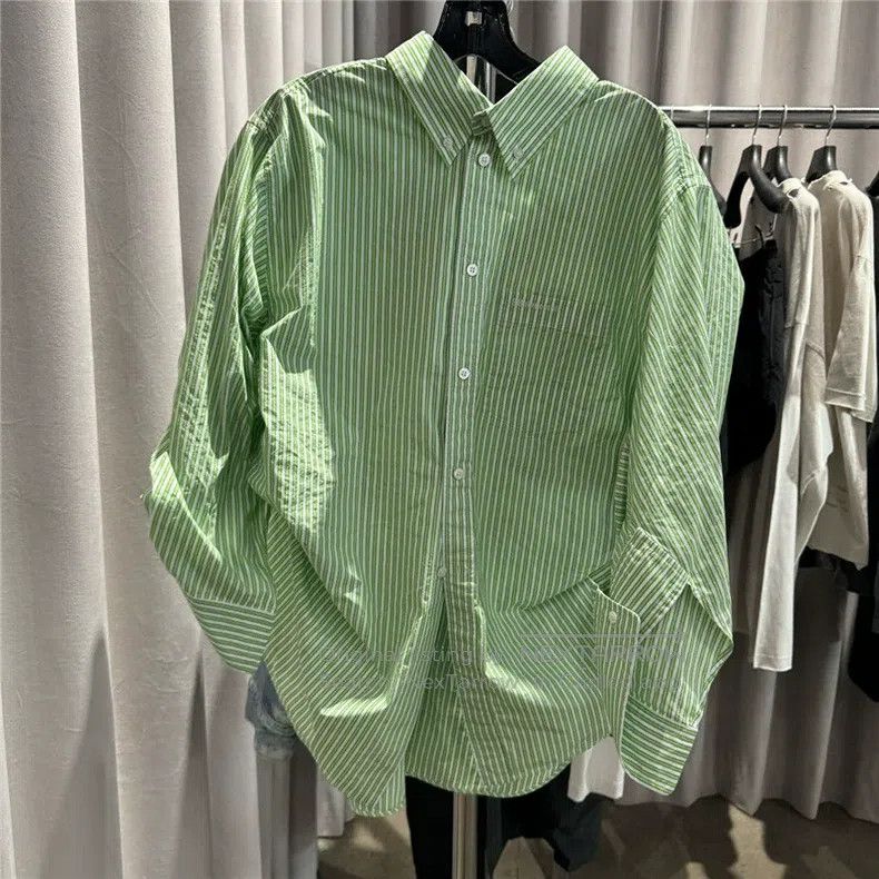 Balenciaga Balenciaga Green Striped Shirt Size XS / US 0-2 / IT 36-38 - 1 Thumbnail