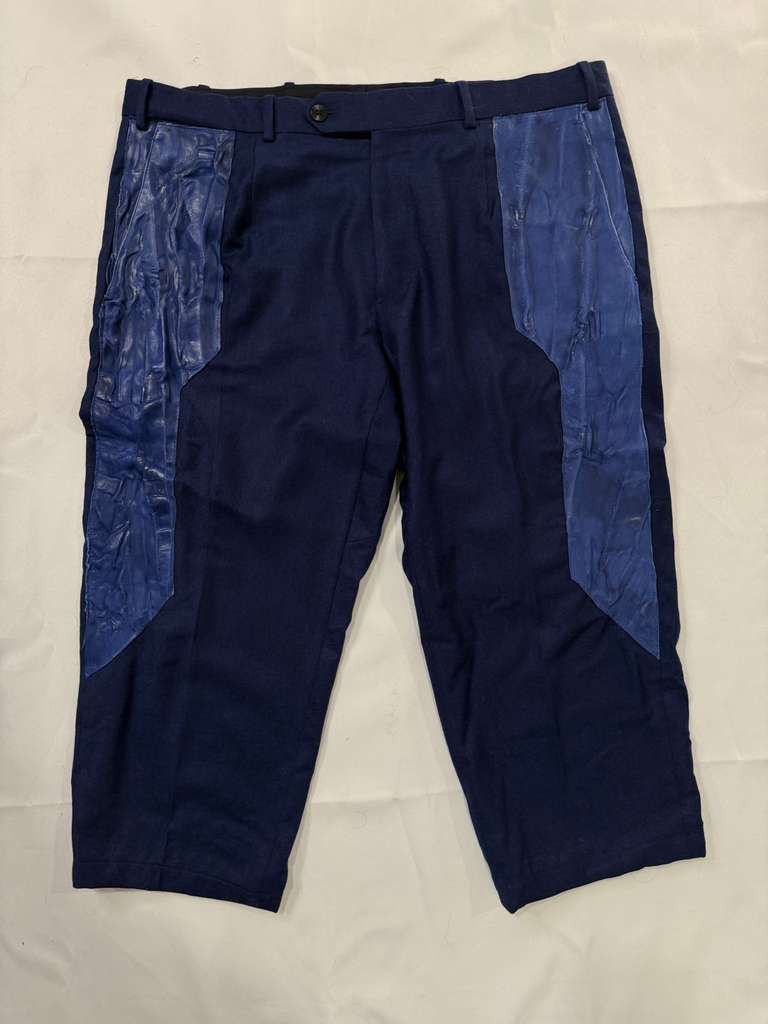 Other Electric Blue Cropped Pants with Real Leather Detail Size US 32 / EU 48 - 4 Thumbnail