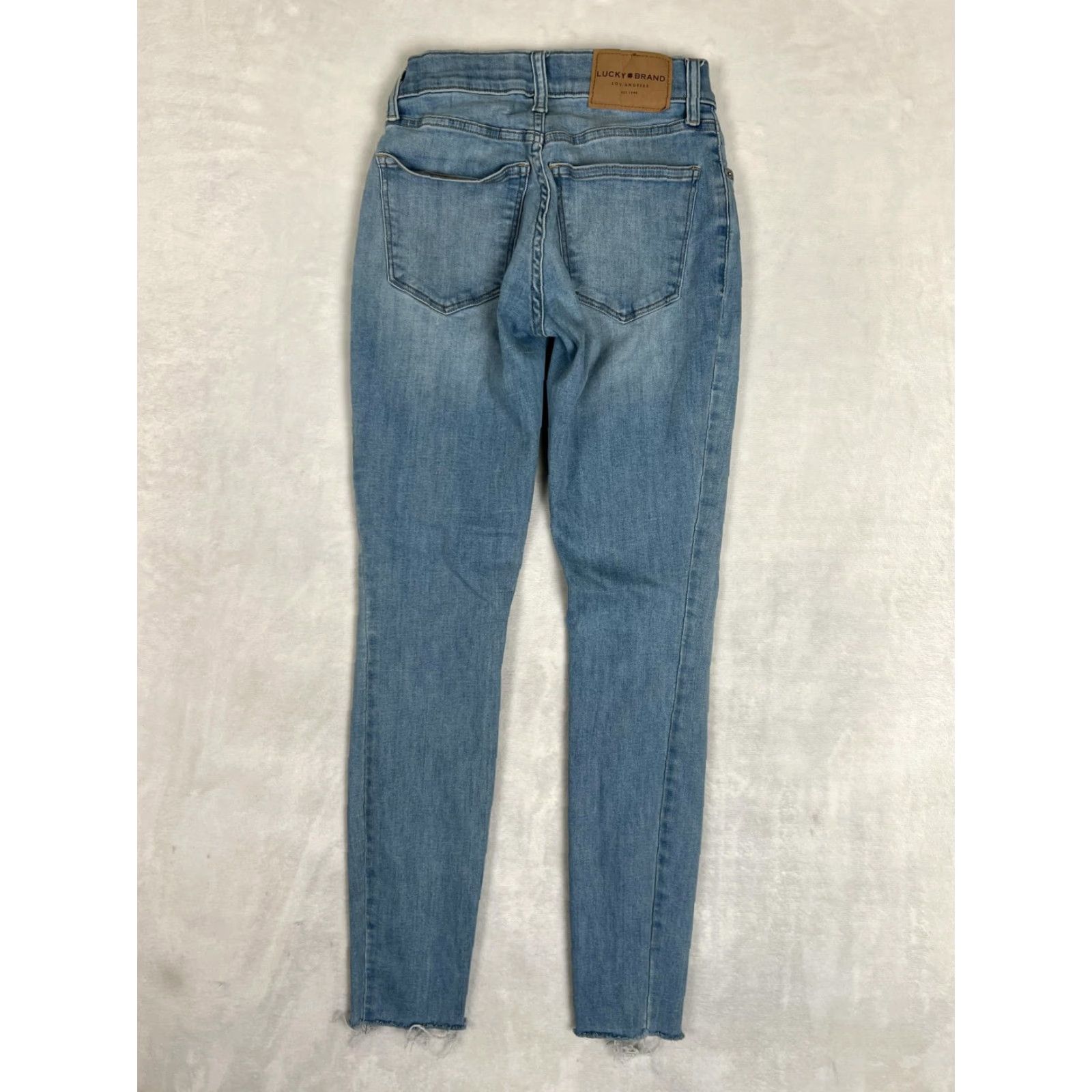 Lucky Brand Lucky Brand Ava Super Skinny Jeans Womens 0/25 Blue Raw Hem Denim Size 25" / US 0 / IT 36 - 7 Thumbnail