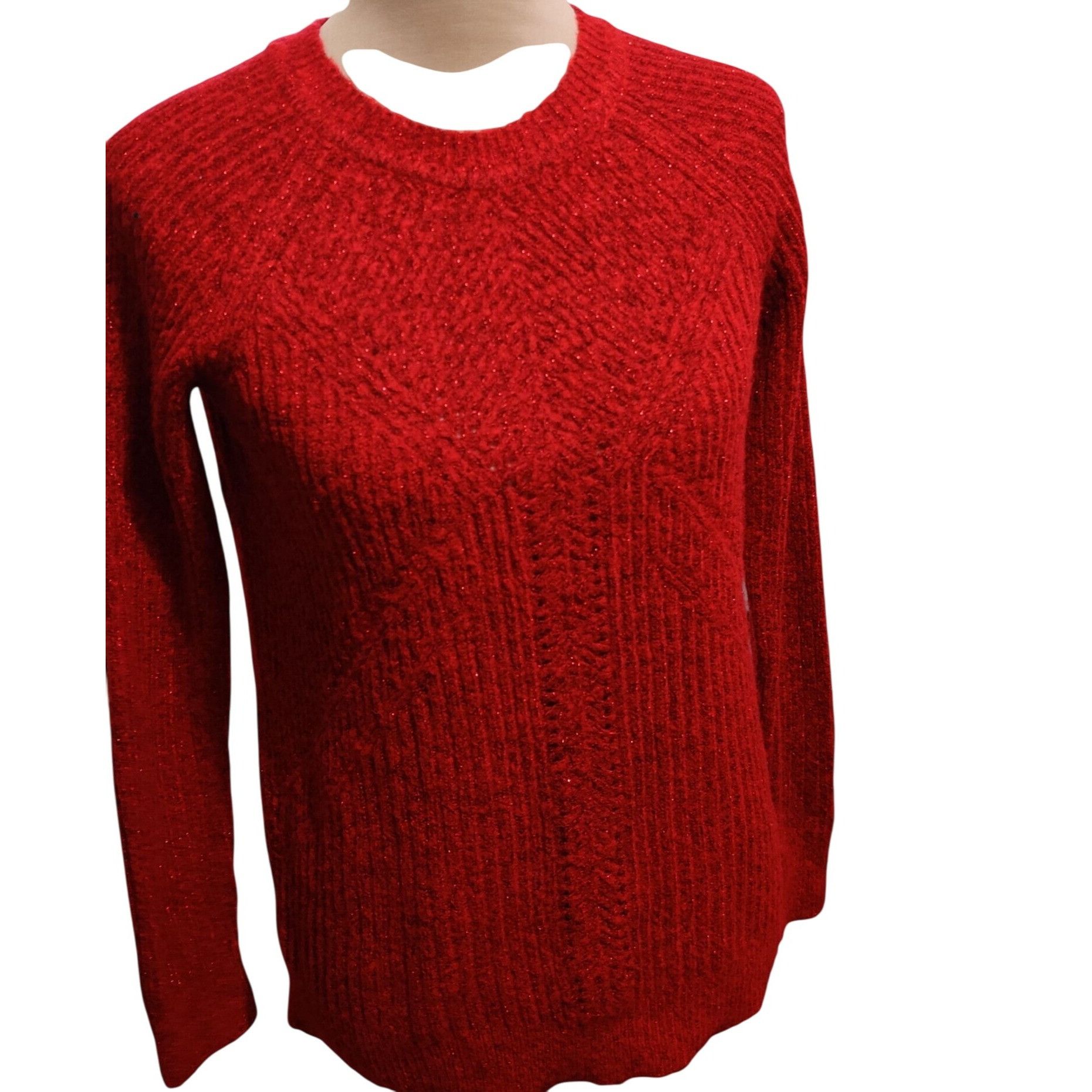 Other APT.9 Small Womens Sweater Red Sparkle Textured Pullover Hol Size S / US 4 / IT 40 - 3 Thumbnail