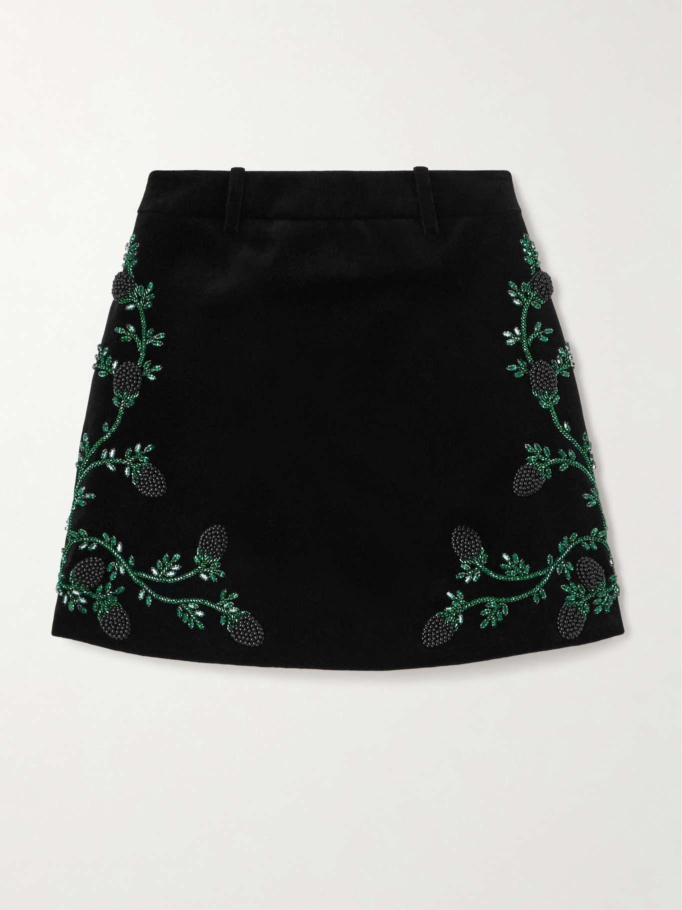 Balmain o1s1wg111025 Velvet Mini Skirt in Black Size 26" / US 2 / IT 38 - 1 Thumbnail