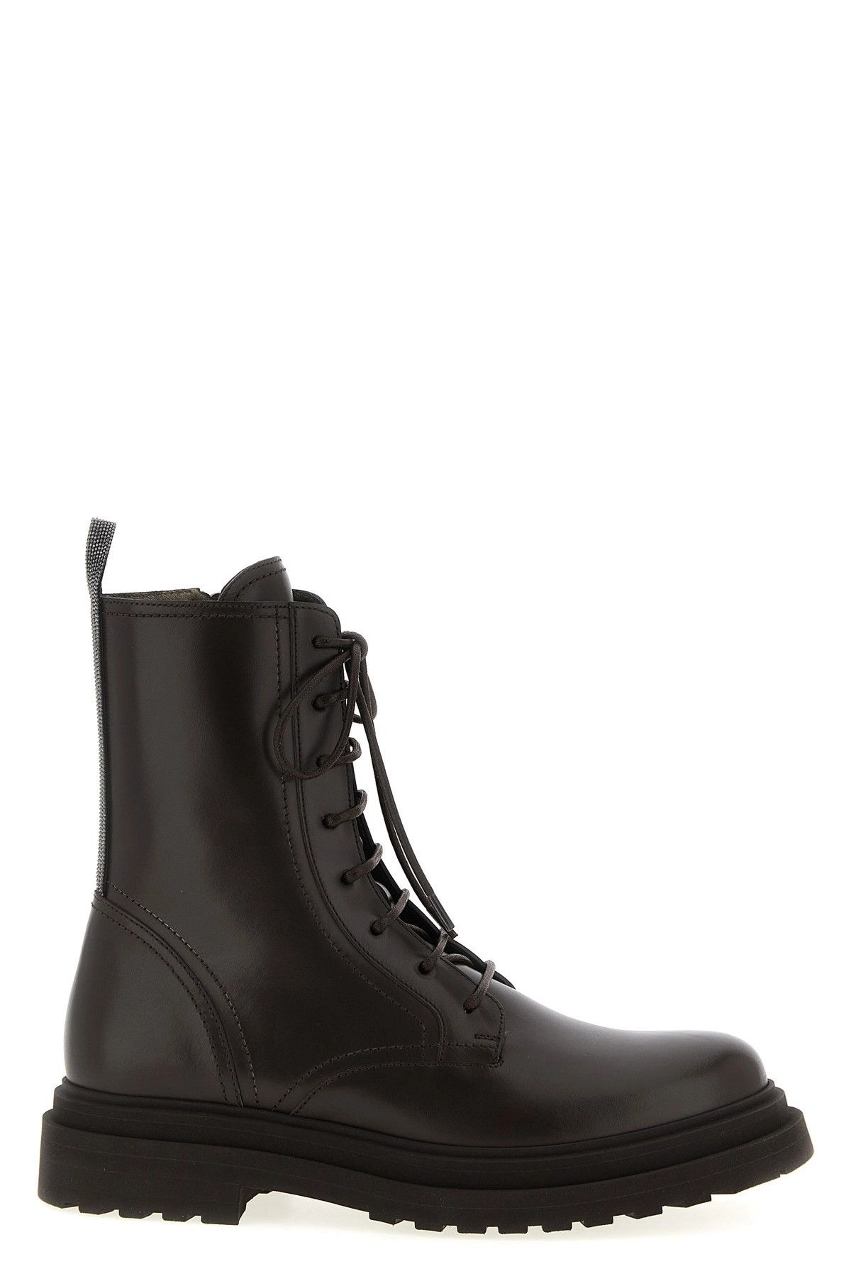 'Shiny Loop Detail' combat boots
