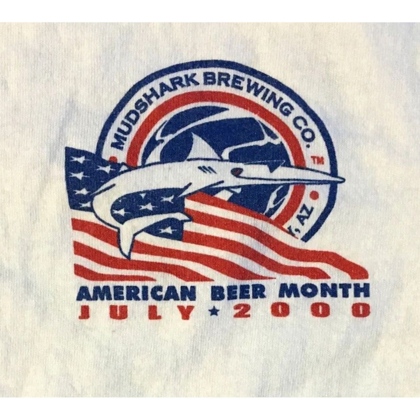 Vintage VINTAGE American Beer Month Shirt S Small White USA Flags Funny Grunge 90s Y2K Arizona Shark Animal Mens Shirts Size US S / EU 44-46 / 1 - 4 Thumbnail