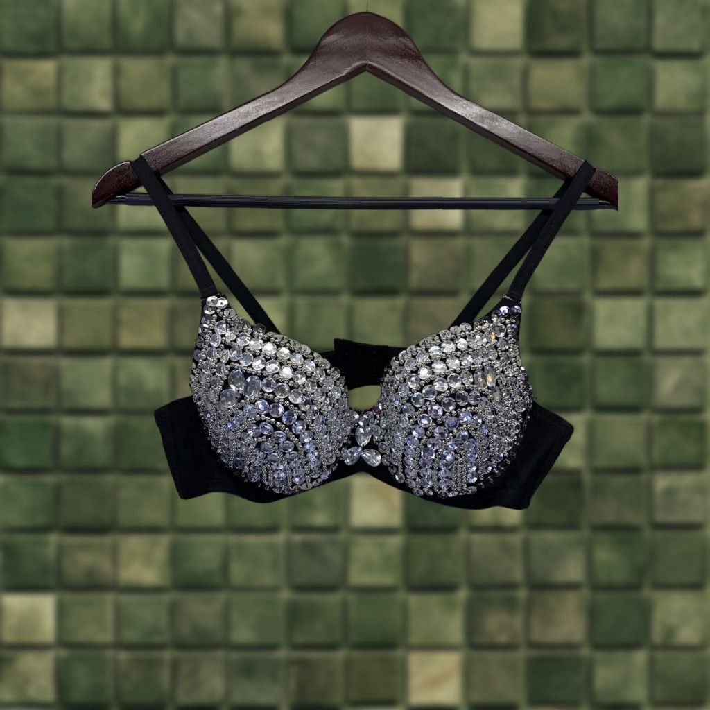 Vintage Womens Beaded Glitter Sparkle Bra Party Clubwear Rave Festival Competition 36a Womens Size ONE SIZE - 1 Thumbnail
