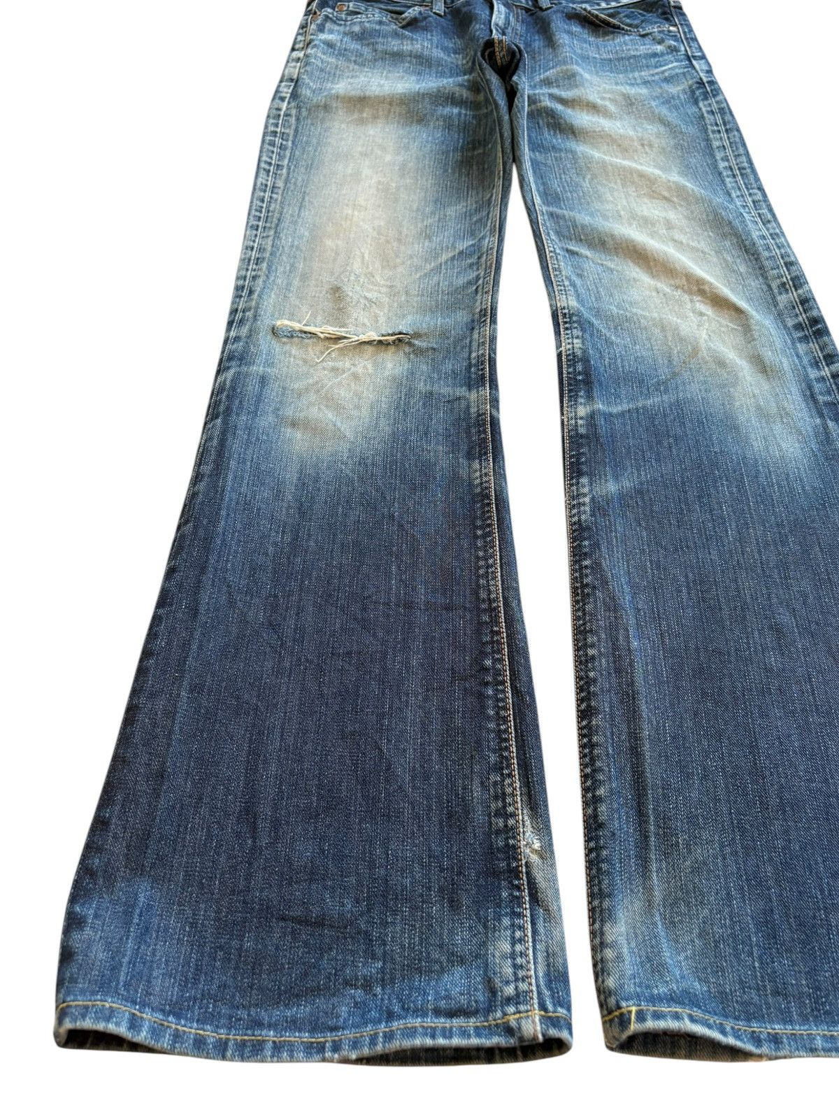 Japanese Brand × Lee Vintage Lee Rusty Mud Wash Distressed Bootcut Flare Jeans Size US 33 - 6 Thumbnail