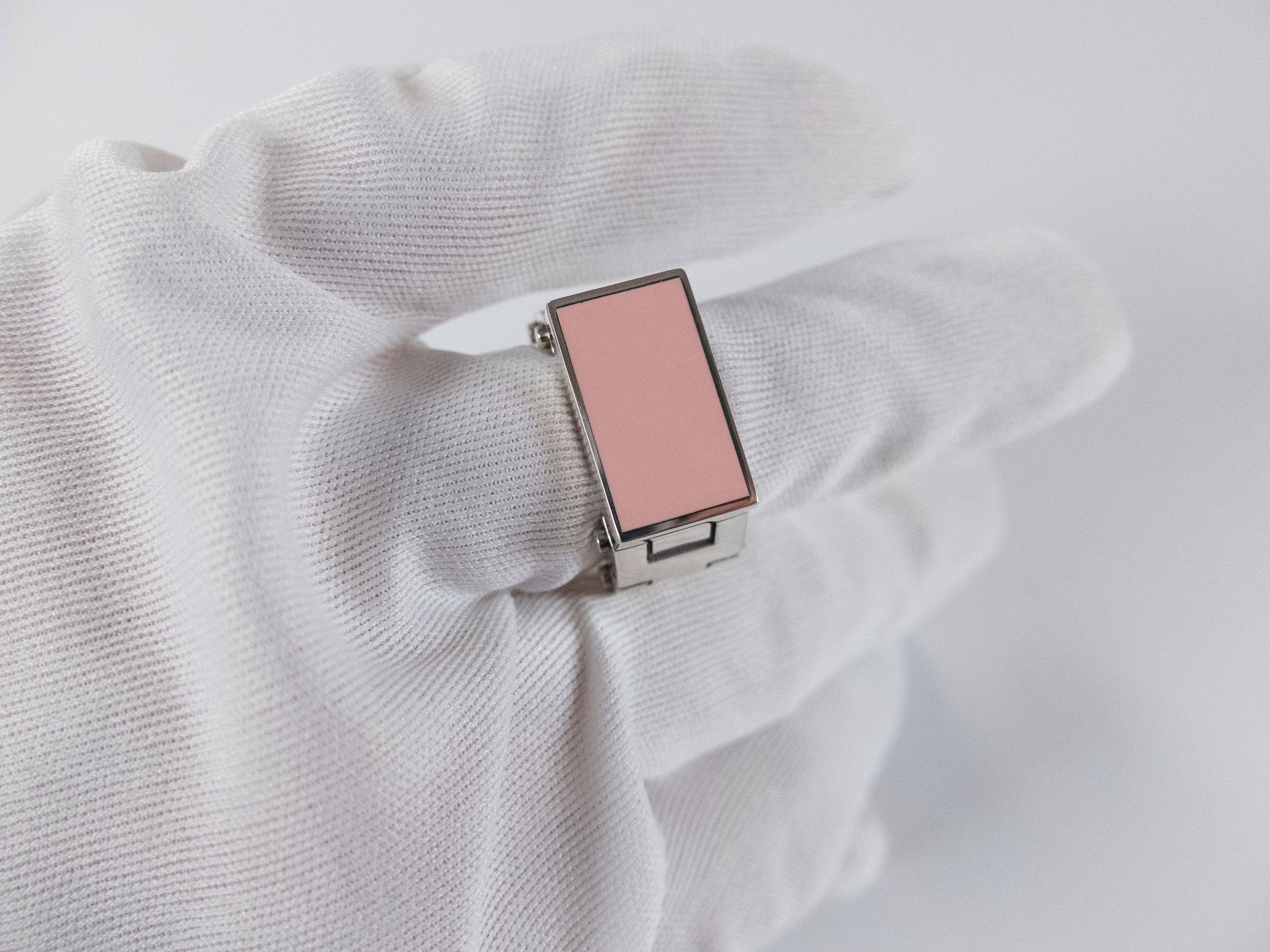 Bottega Veneta BOTTEGA VENETA Bolt pink enameled front silver ring 19 q Size ONE SIZE - 3 Thumbnail