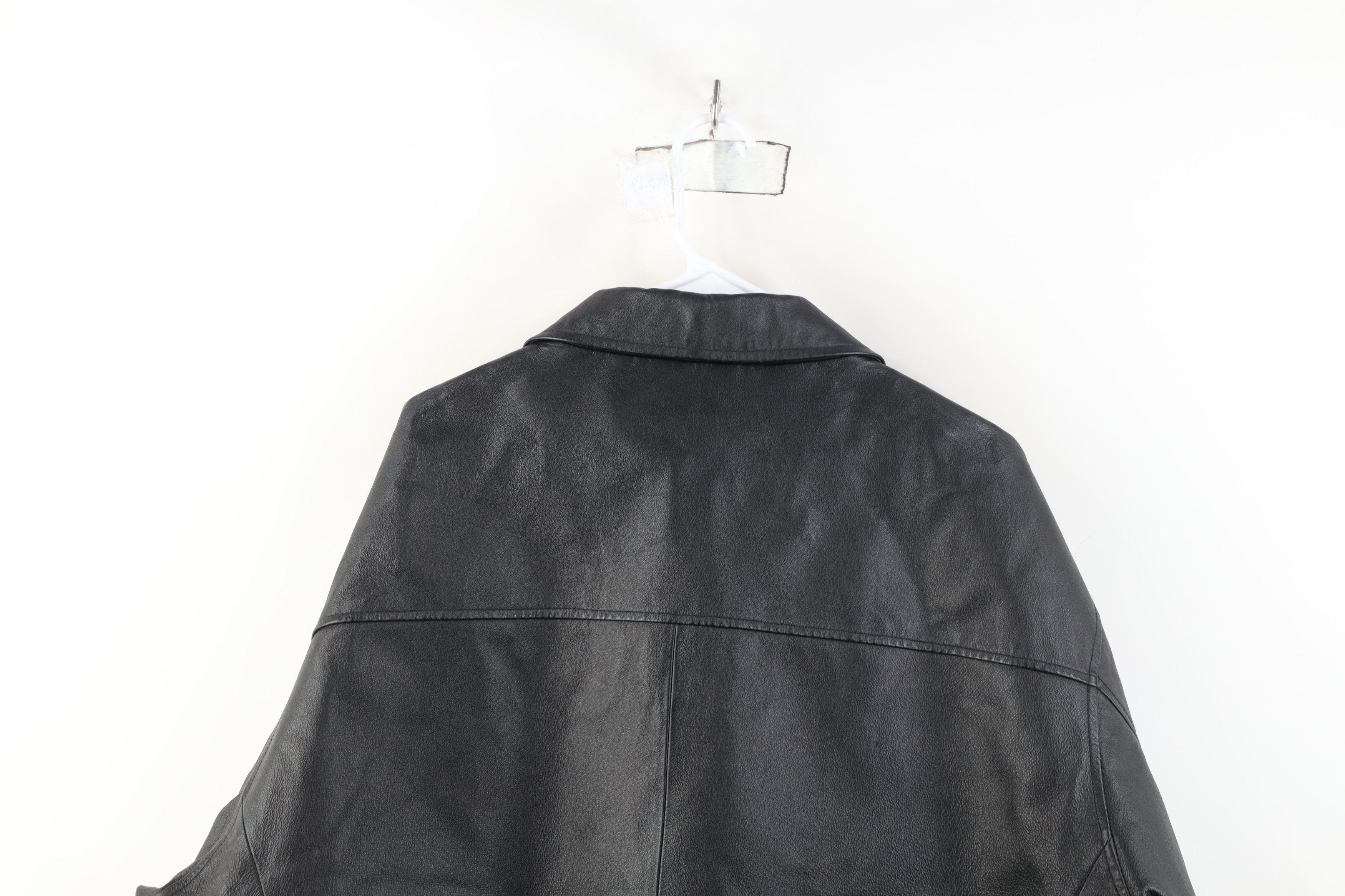 Vintage Vintage 90s Streetwear Quilted Leather Full Zip Jacket Black Size US XXL / EU 58 / 5 - 15 Thumbnail