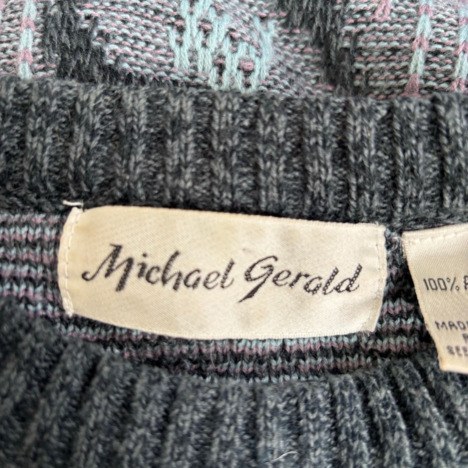 Vintage Vintage 90s Abstract Crewneck Pullover Knit Sweater Gray Size US L / EU 52-54 / 3 - 6 Thumbnail