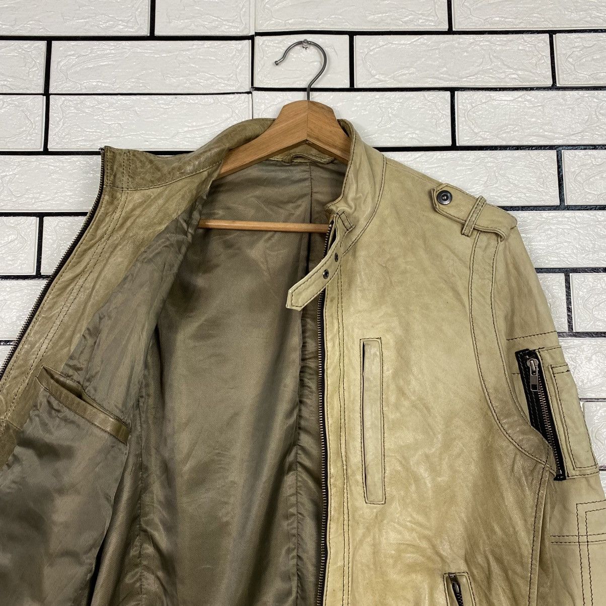 Japanese Brand 📌Vintage Cafe Racer Leather Jacket GGPX Issey Miyake Size US M / EU 48-50 / 2 - 15 Thumbnail