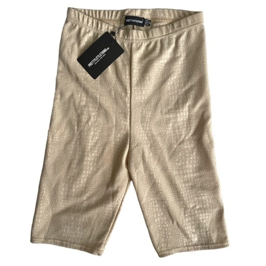 PrettyLittleThing PrettyLittleThing Tan Stone Croc Print Cycle Shorts Size 8 Size 30" / US 8 / IT 44 - 2 Thumbnail