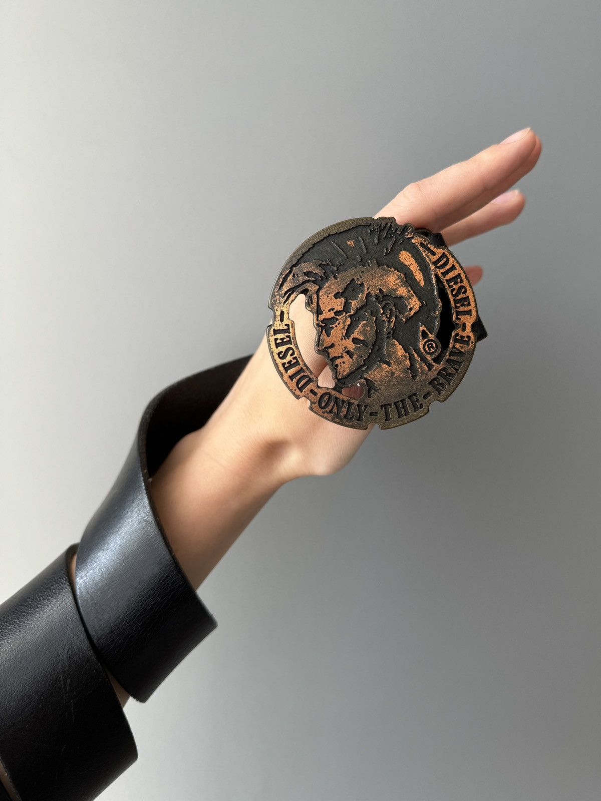 Vintage Diesel Leather Big Logo Punk Metal y2k belt