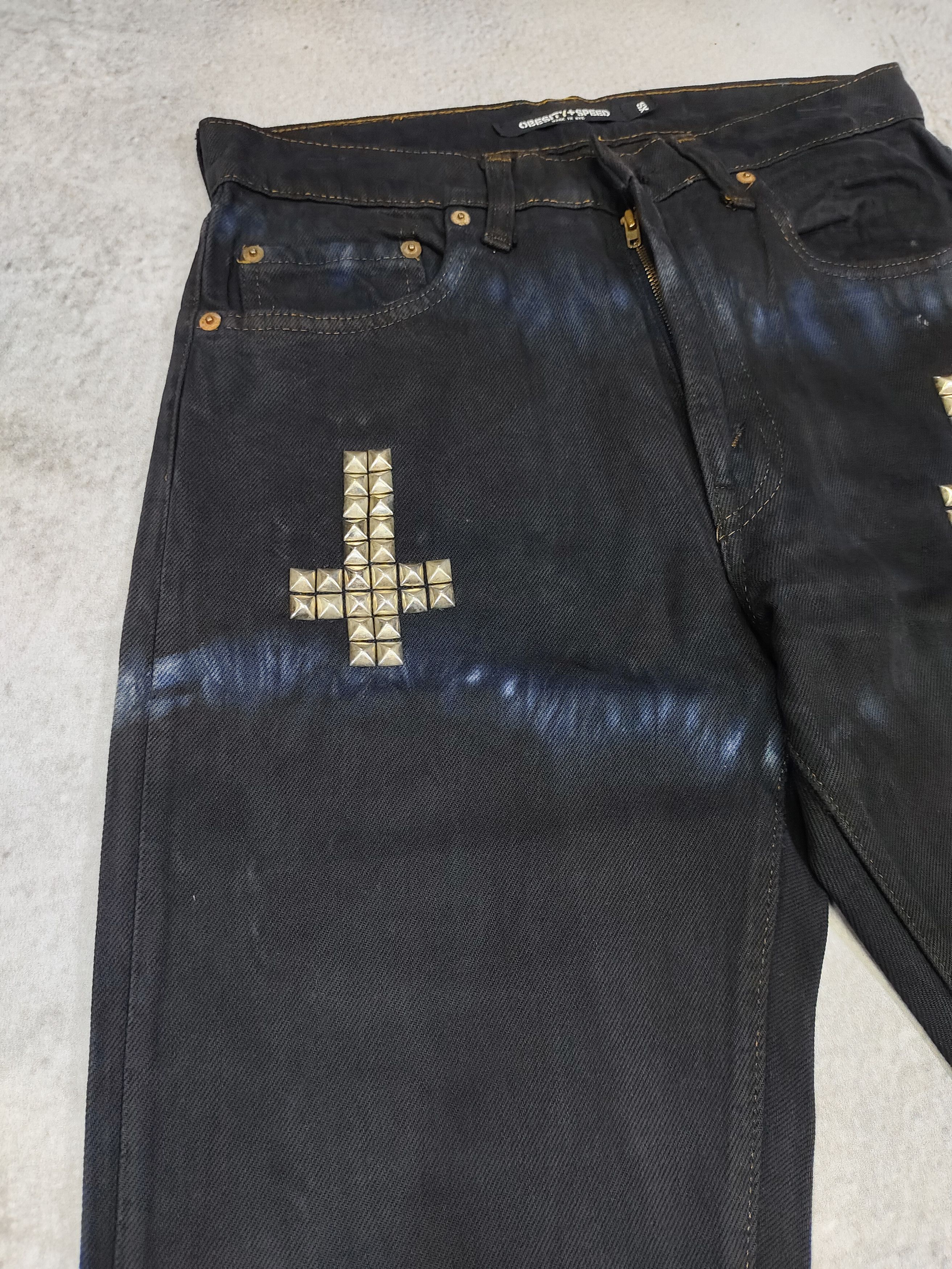 Seditionaries Obesity + Speed❤️‍🔥Gothic Punk Studded Cross Tiedye Jeans Size US 30 / EU 46 - 4 Thumbnail