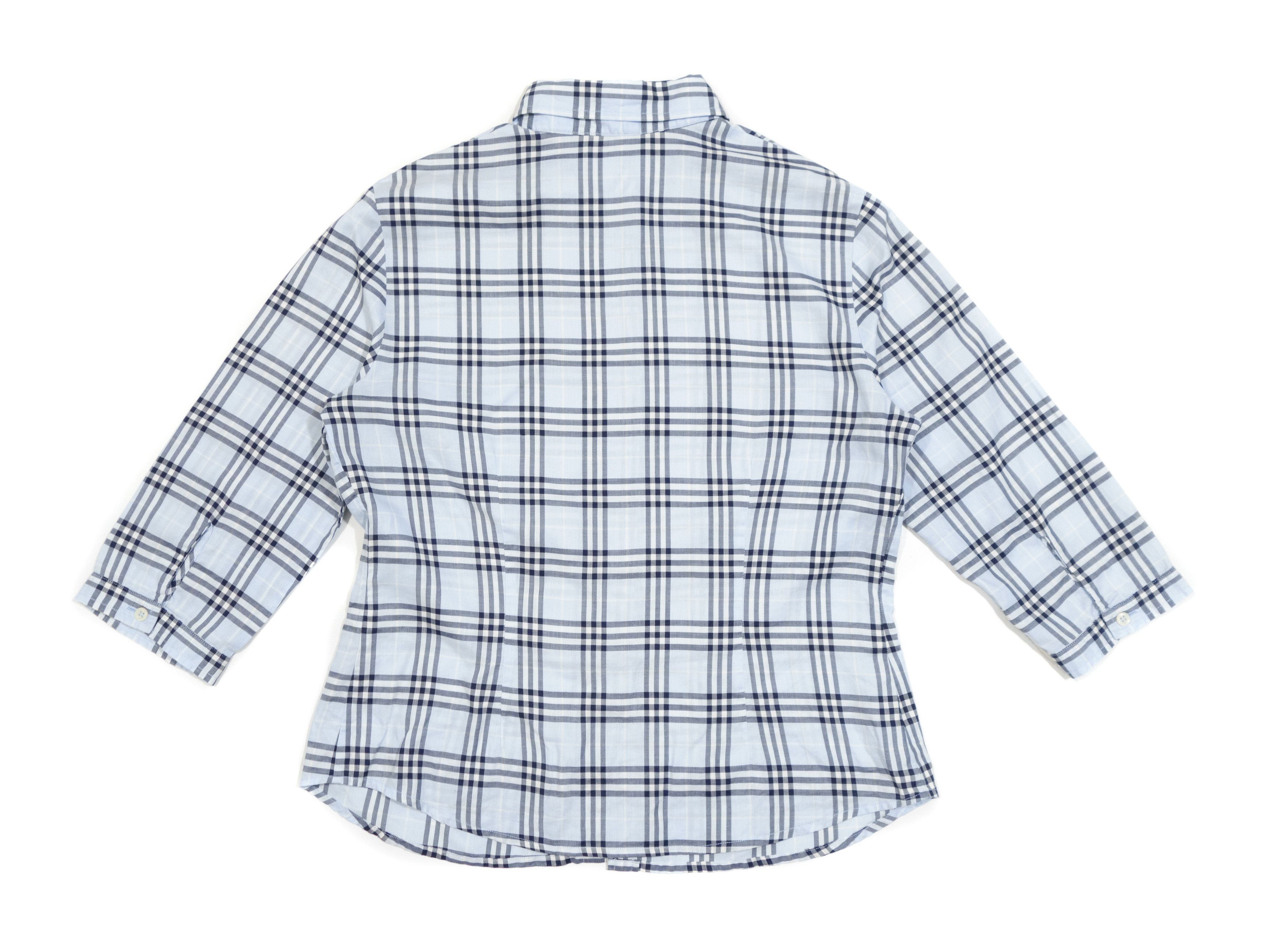 Burberry Blue Nova Check 3/4 Sleeve Logo Shirt Size XL / US 12-14 / IT 48-50 - 3 Thumbnail