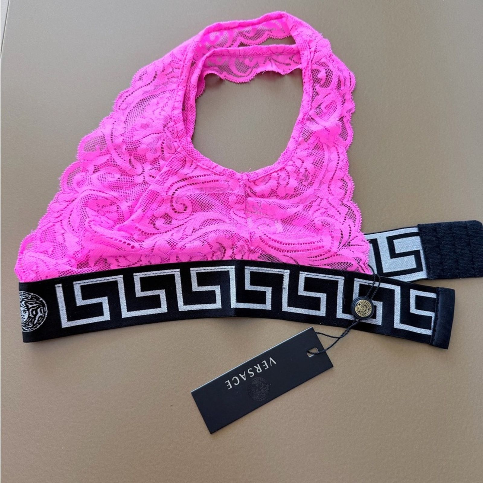 Versace Versace Fuchsia Lace Bra with Black Band size S Size ONE SIZE - 9 Thumbnail