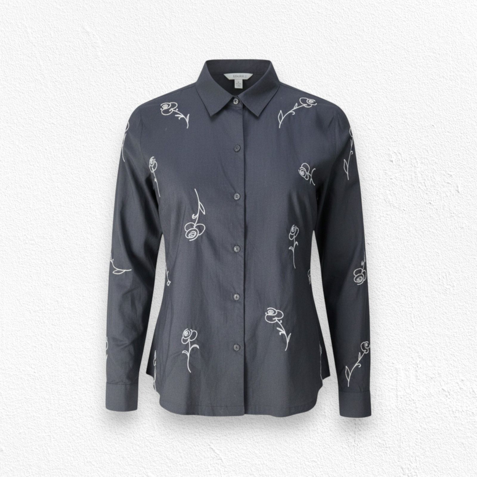 Vintage Y2K Black Floral Embroidered Button Down Shirt Size 16W Size XXL / US 16-18 / IT 52-54 - 1 Thumbnail