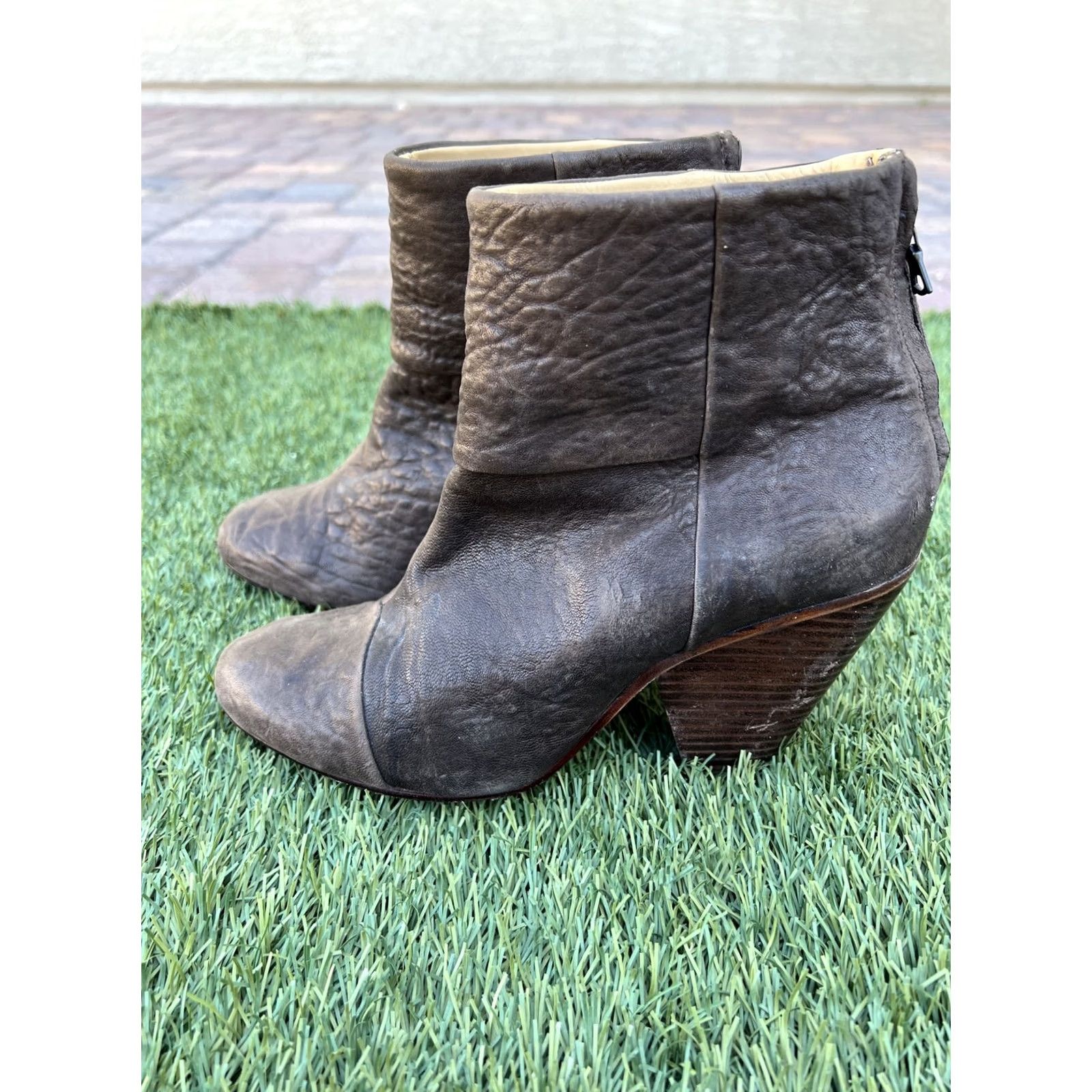 Rag & Bone VINTAGE Rag & Bone Newbury Classic Brown Leather Ankle Boots Women's Booties Sz 41 US 11 Size US 11 / IT 41 - 4 Thumbnail