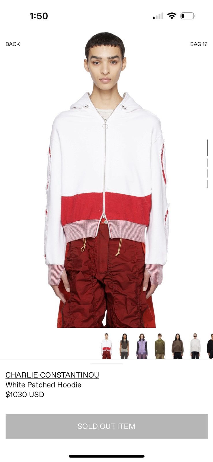 image of Charlie Constantinou White Patched Hoodie, Men's (Size Large)
