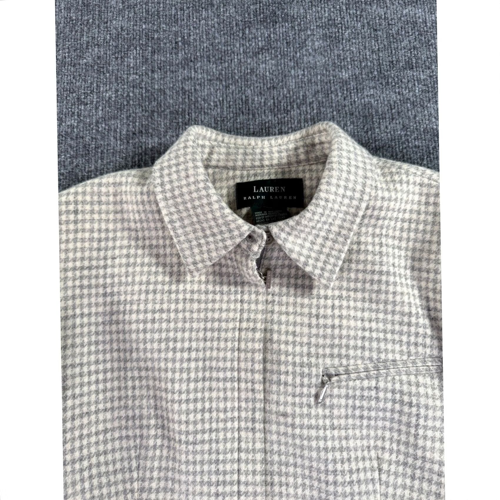 Ralph Lauren VINTAGE Lauren Ralph Lauren Houndstooth Jacket Womens Size 14 Gray Zip Front Collared Size XL / US 12-14 / IT 48-50 - 2 Thumbnail