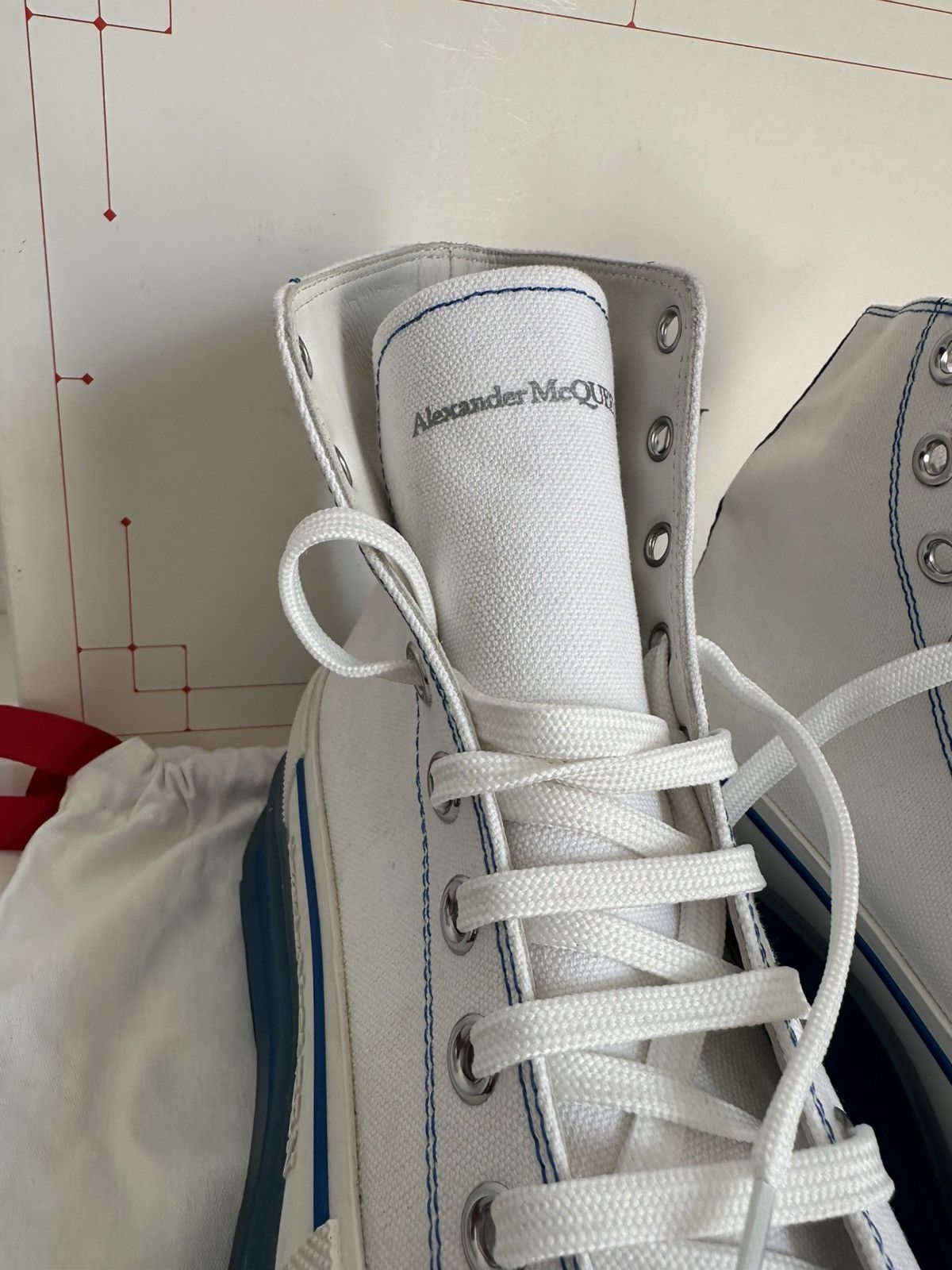 Alexander McQueen Tread Slick Sneakers White/Blue Size 41!