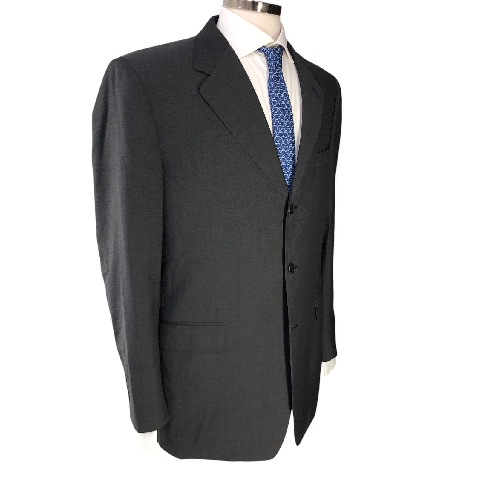 Canali Canali Size IT 52 US 42L Sport Coat Super 120s Wool Charcoal Size 42L - 12 Thumbnail