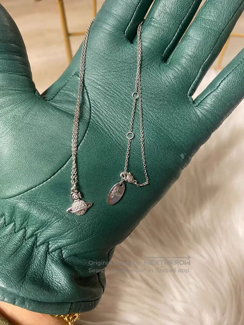 Vivienne Westwood Fully diamond Saturn flat necklace