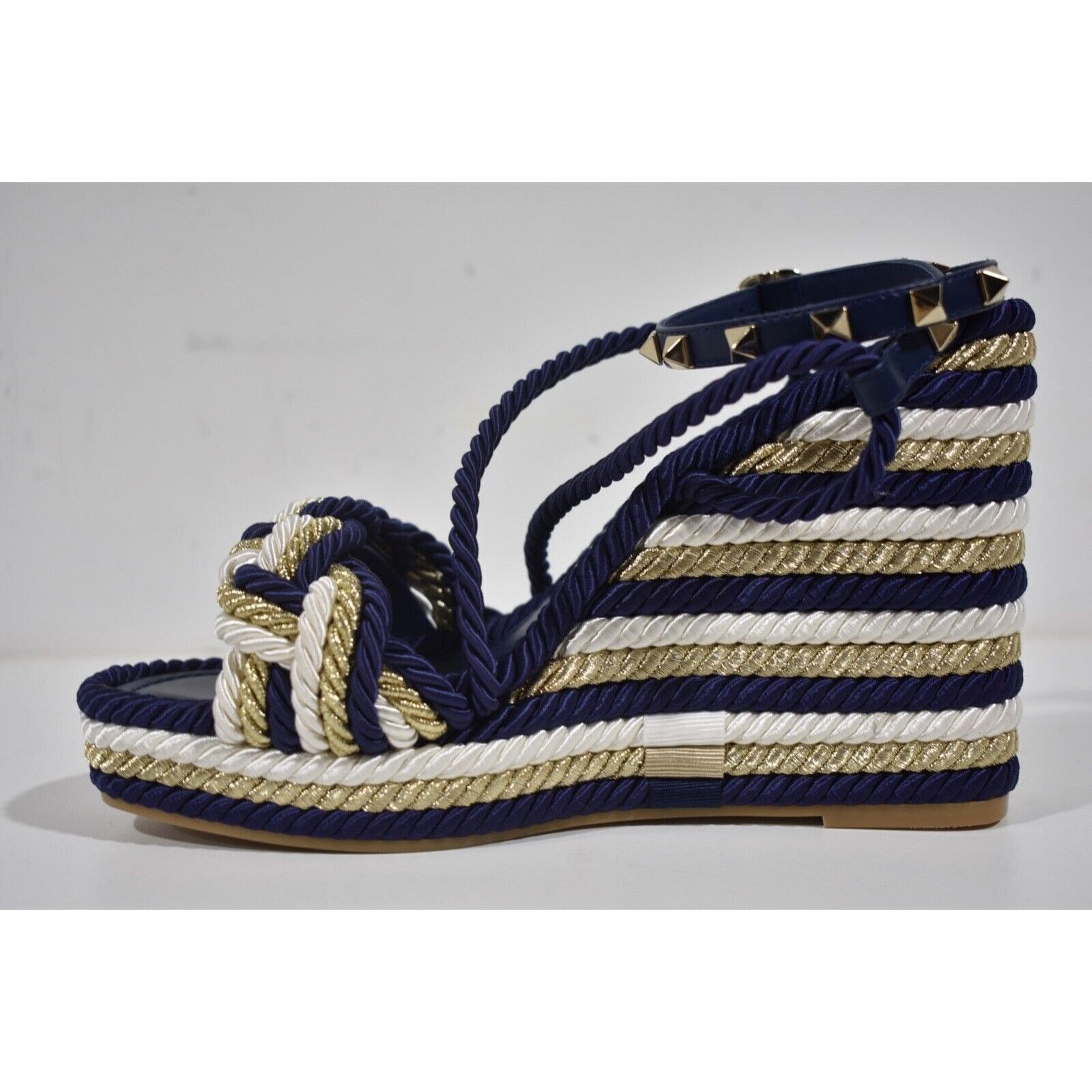 Valentino Rockstud Torchon Cord Rope Wedge Ankle Strap Sandal 39 Size US 9 / IT 39 - 9 Thumbnail
