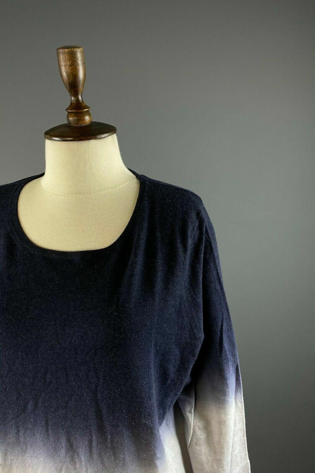 Designer FFC Blue White Gradient Boat Neck Wool Jumper Size XL Size XL / US 12-14 / IT 48-50 - 4 Thumbnail