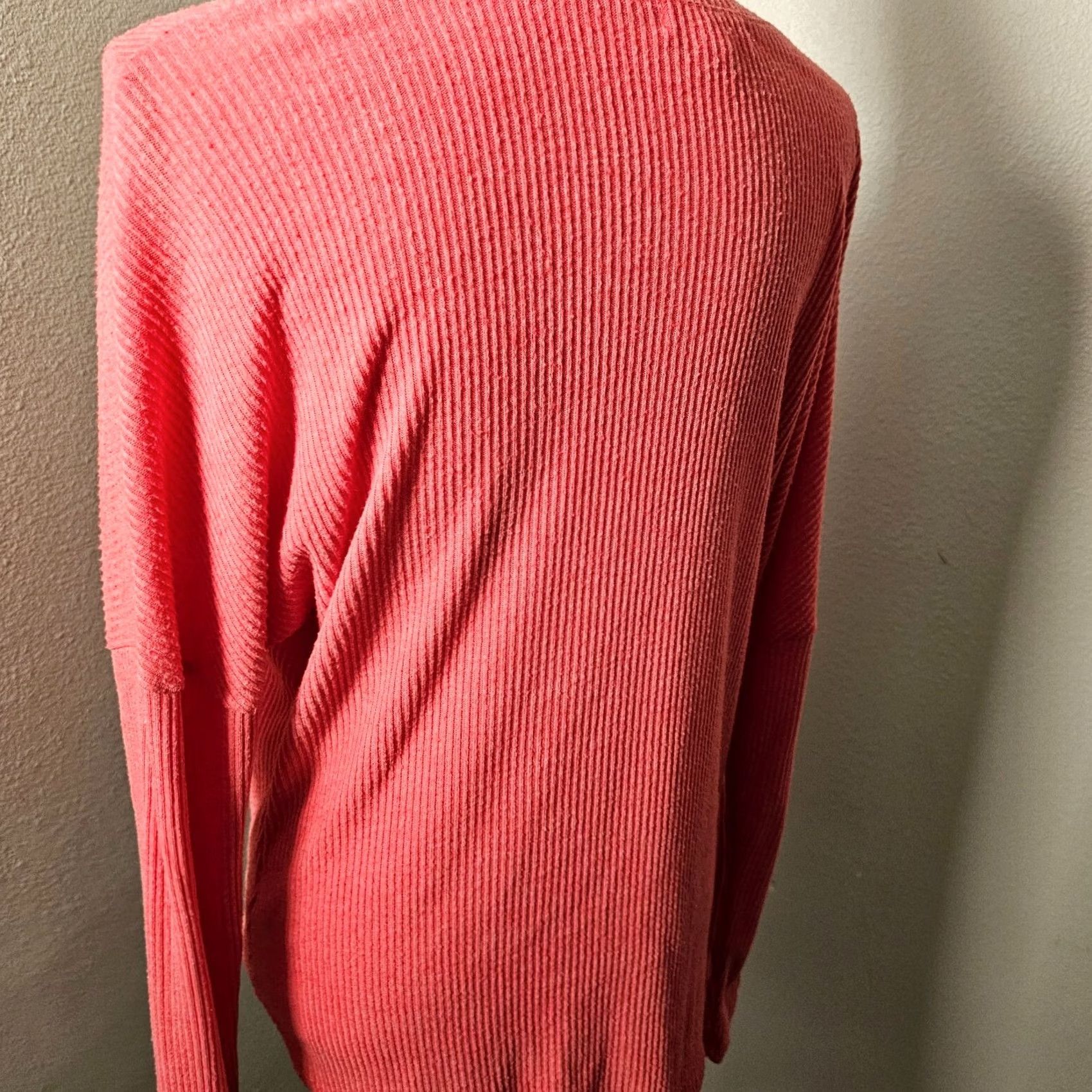 Treasure & Bond Treasure & Bond Women’s Pink Ribbed Knit Tie-Front Casual Sweatshirt S Size S / US 4 / IT 40 - 3 Thumbnail