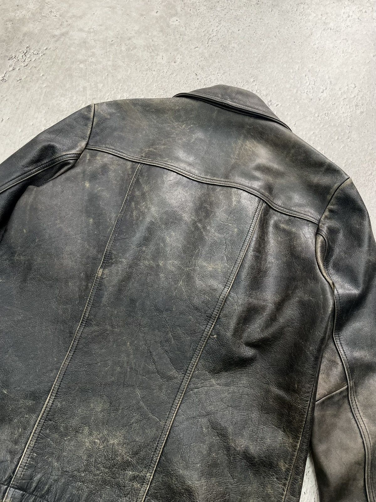 Genuine Leather Y2K button up 90s avant GARDE retro leather jacket Size US S / EU 44-46 / 1 - 9 Thumbnail