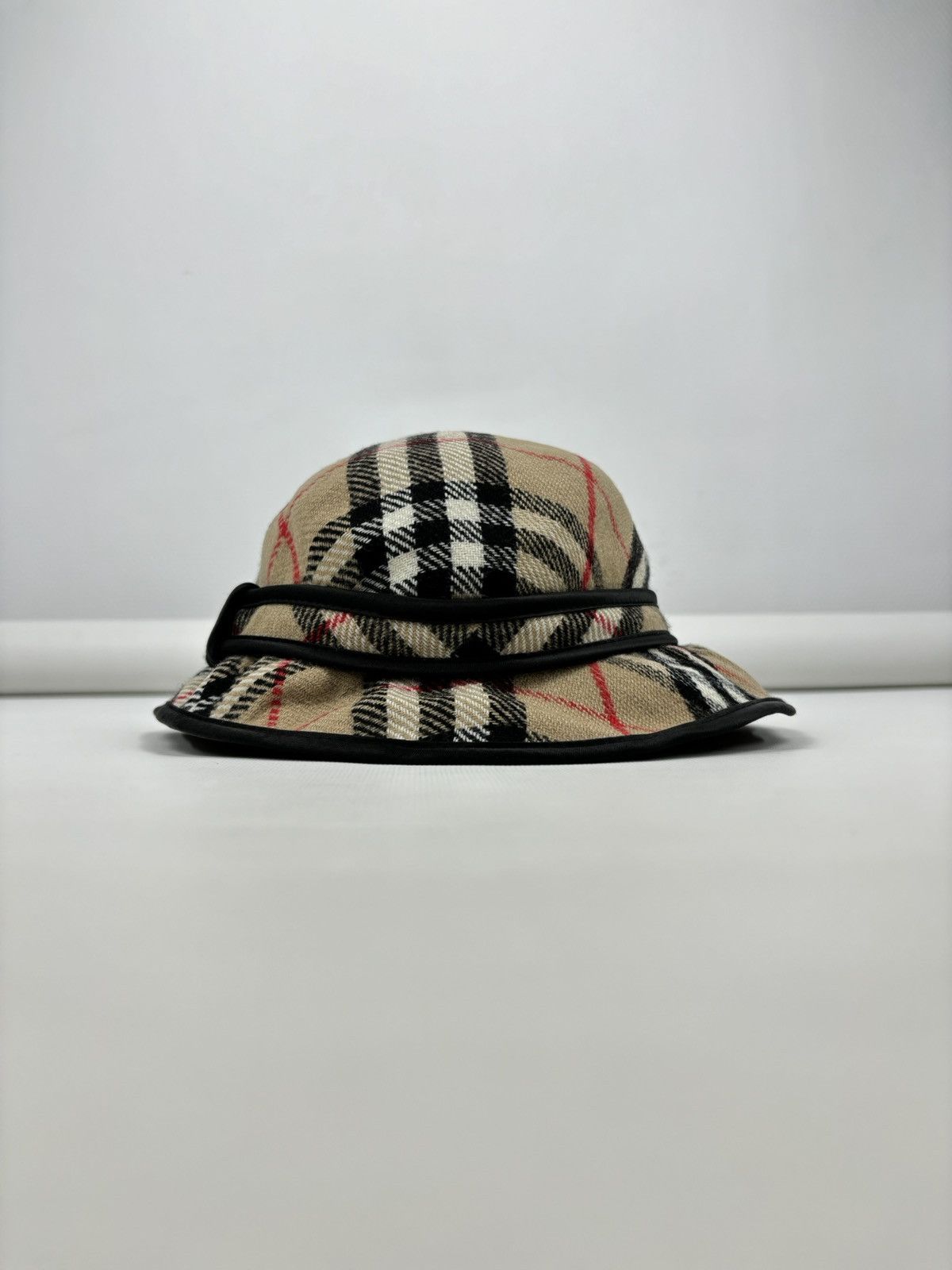 Burberry × Burberry Prorsum RARE VTG 90's BURBERRY'S Wool Nova Check Beige Bucket Hat England Cap Panama M Size ONE SIZE - 9 Thumbnail