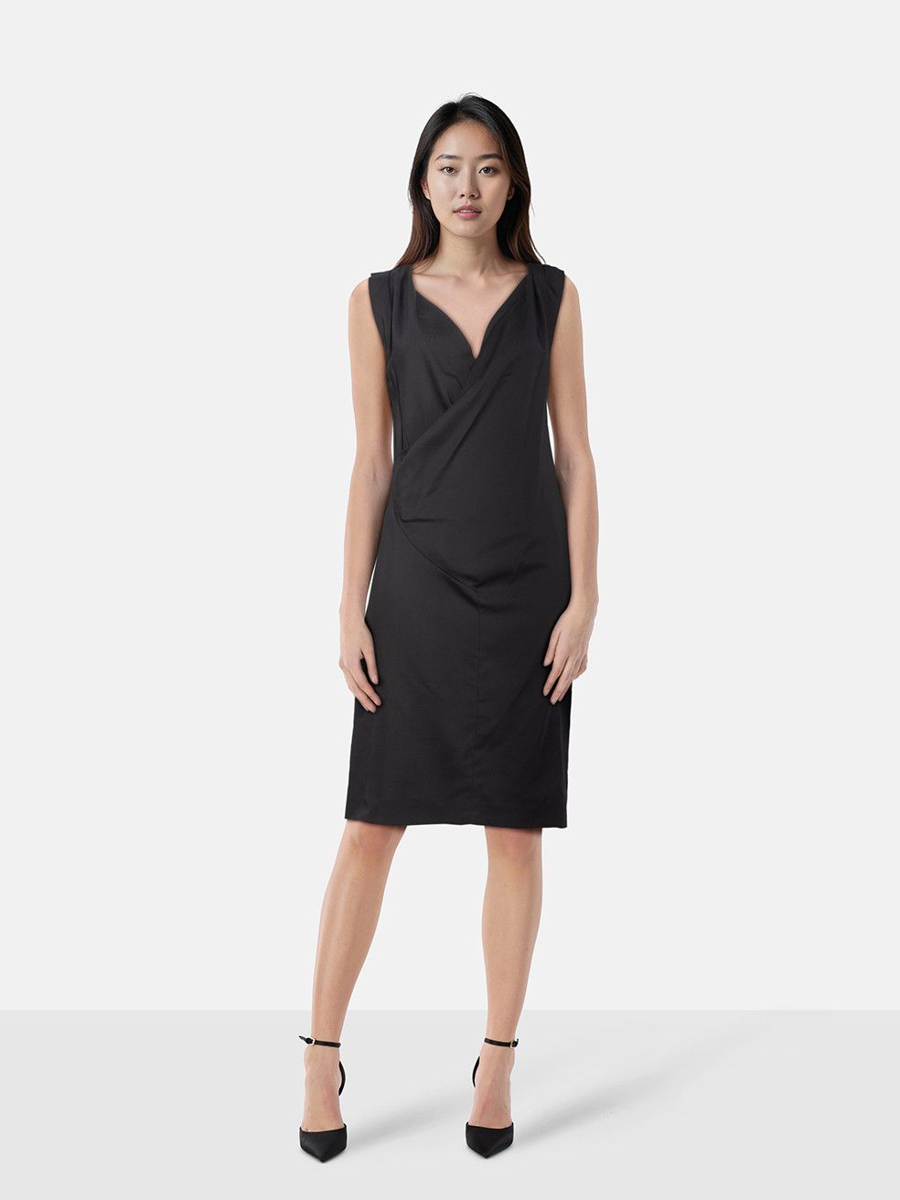 Balenciaga Balenciaga Black Dress Black V Draped Neck Dress Size M / US 6-8 / IT 42-44 - 1 Thumbnail