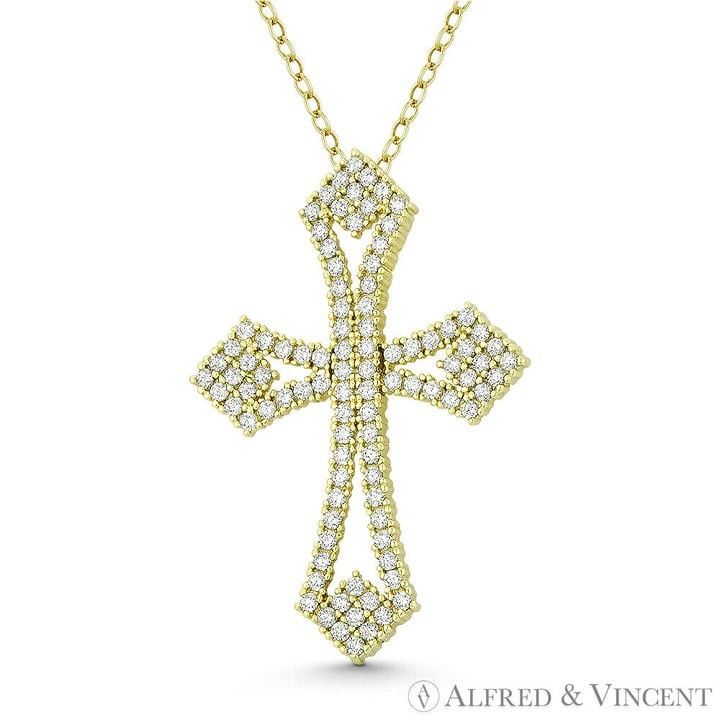 Other Passion Cross CZ Crystal Pave Pendant in 925 Sterling Silver Size ONE SIZE - 1 Preview