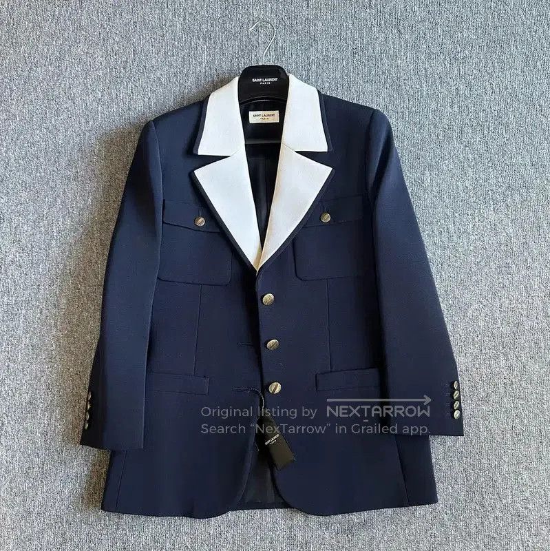 Yves Saint Laurent Saint Laurent Blue Wool Women's Jacket . Size M / US 6-8 / IT 42-44 - 1 Thumbnail
