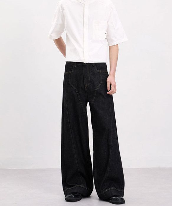Japanese Brand American-Style High-Street Curved-Panel Denim Jeans Size US 32 / EU 48 - 3 Thumbnail