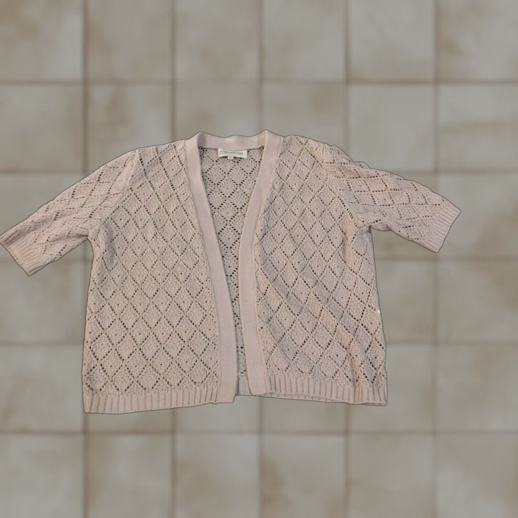 Jones New York Jones New York Sweater Cardigan Women L Beige Cotton Open Knit Logo Size L / US 10 / IT 46 - 1 Thumbnail