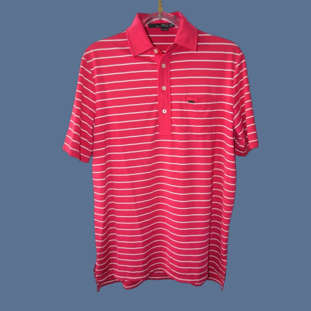 Ralph Lauren RALPH LAUREN RLX Polo Shirt Men’s SS Polo Pink Stripe Poly Blend Size US L / EU 52-54 / 3 - 1 Thumbnail