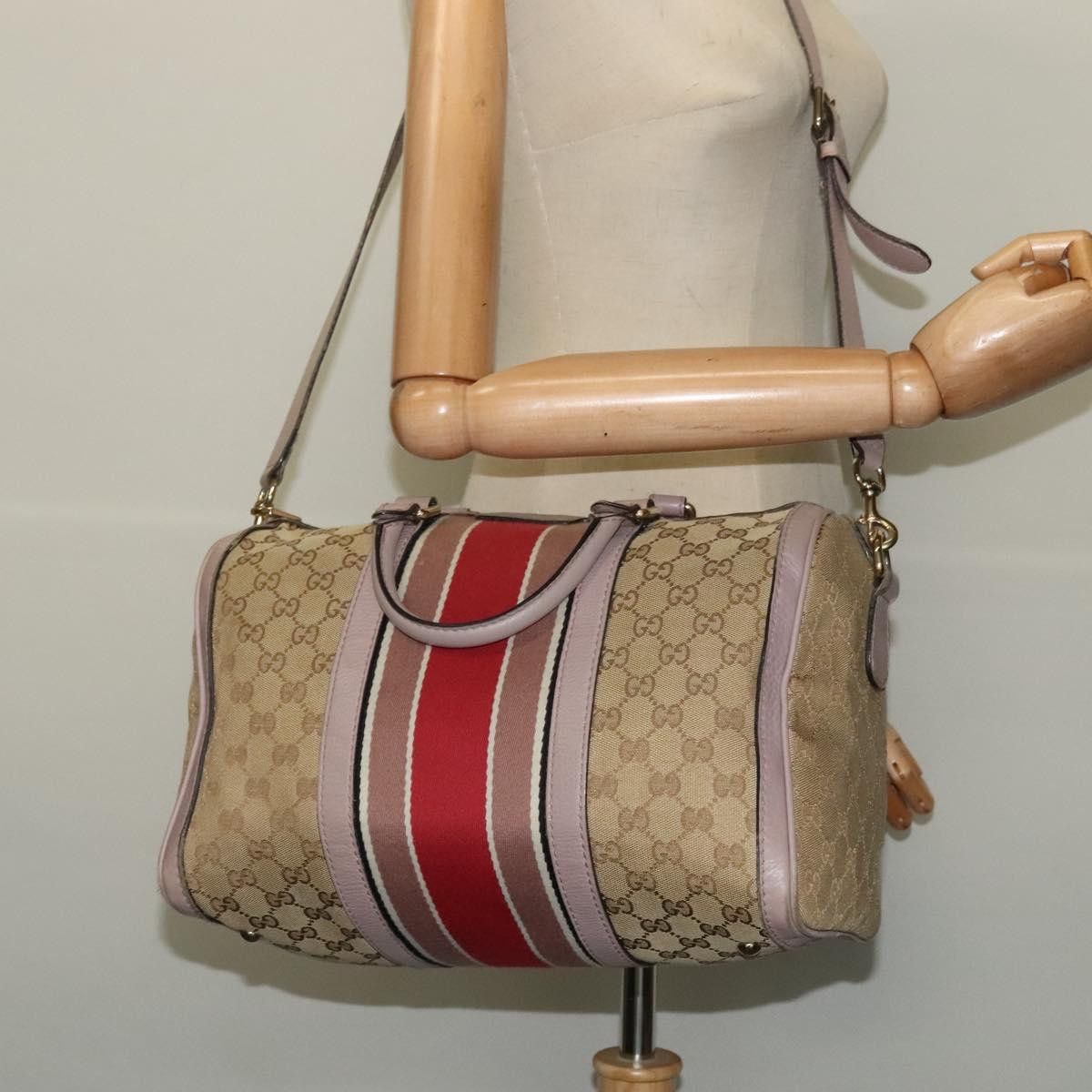 Gucci GUCCI GG Canvas Sherry Line Hand Bag Beige Gold Size ONE SIZE - 24 Thumbnail