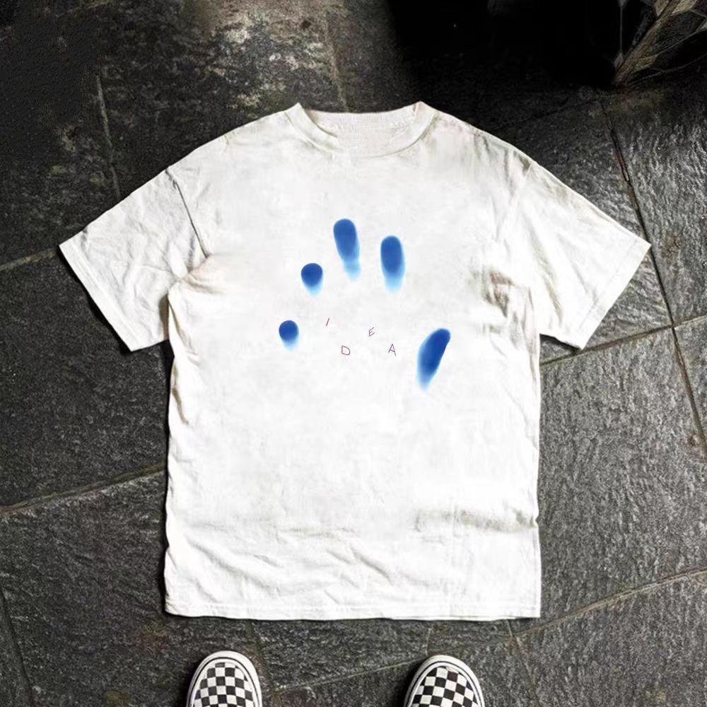 Vintage White casual retro hand print cotton t-shirt Size US M / EU 48-50 / 2 - 1 Thumbnail