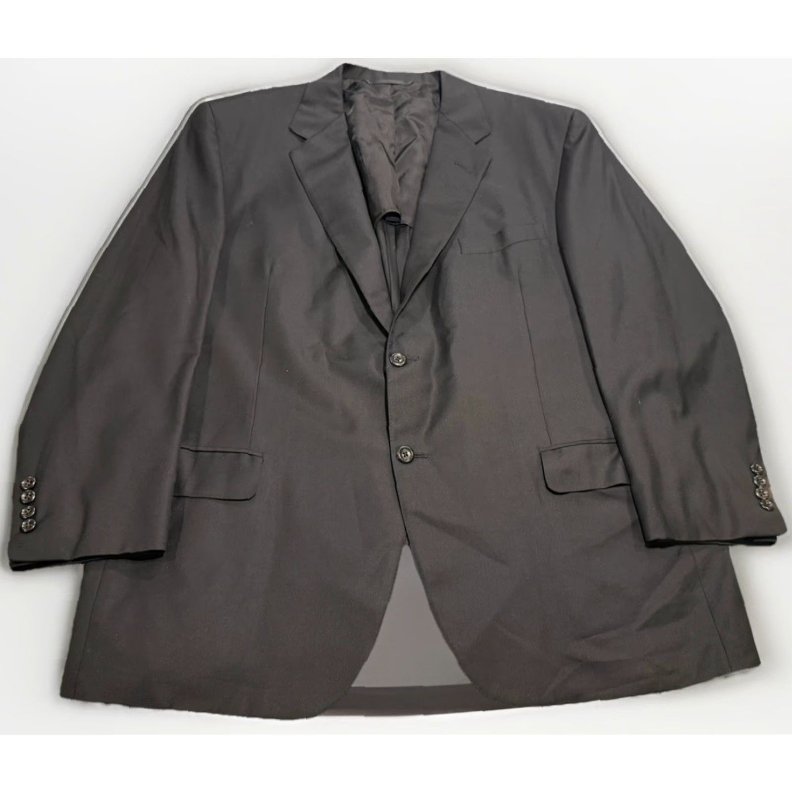 Vintage Oxxford Clothes 48R 2-Piece Black Suit Super 100s Wool Classic Fit Mens Size 48R - 2 Thumbnail