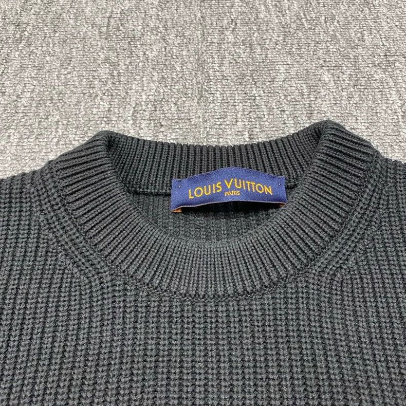 Louis Vuitton LOUIS VUITTON Black Signature Embroidered Knit Sweater Size US M / EU 48-50 / 2 - 8 Thumbnail