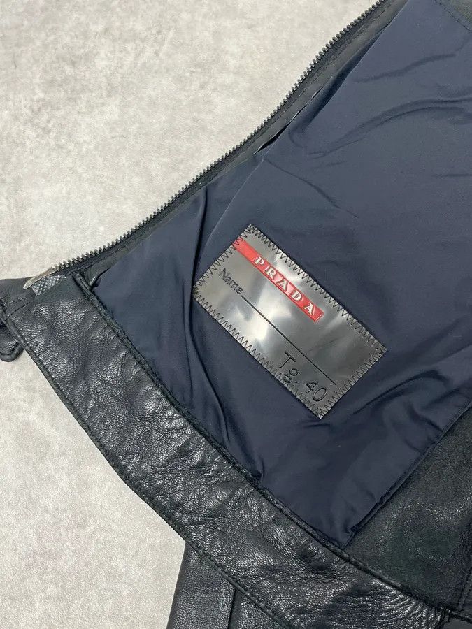 Prada 2000s Prada Black Biker Leather Jacket Size S / US 4 / IT 40 - 12 Thumbnail