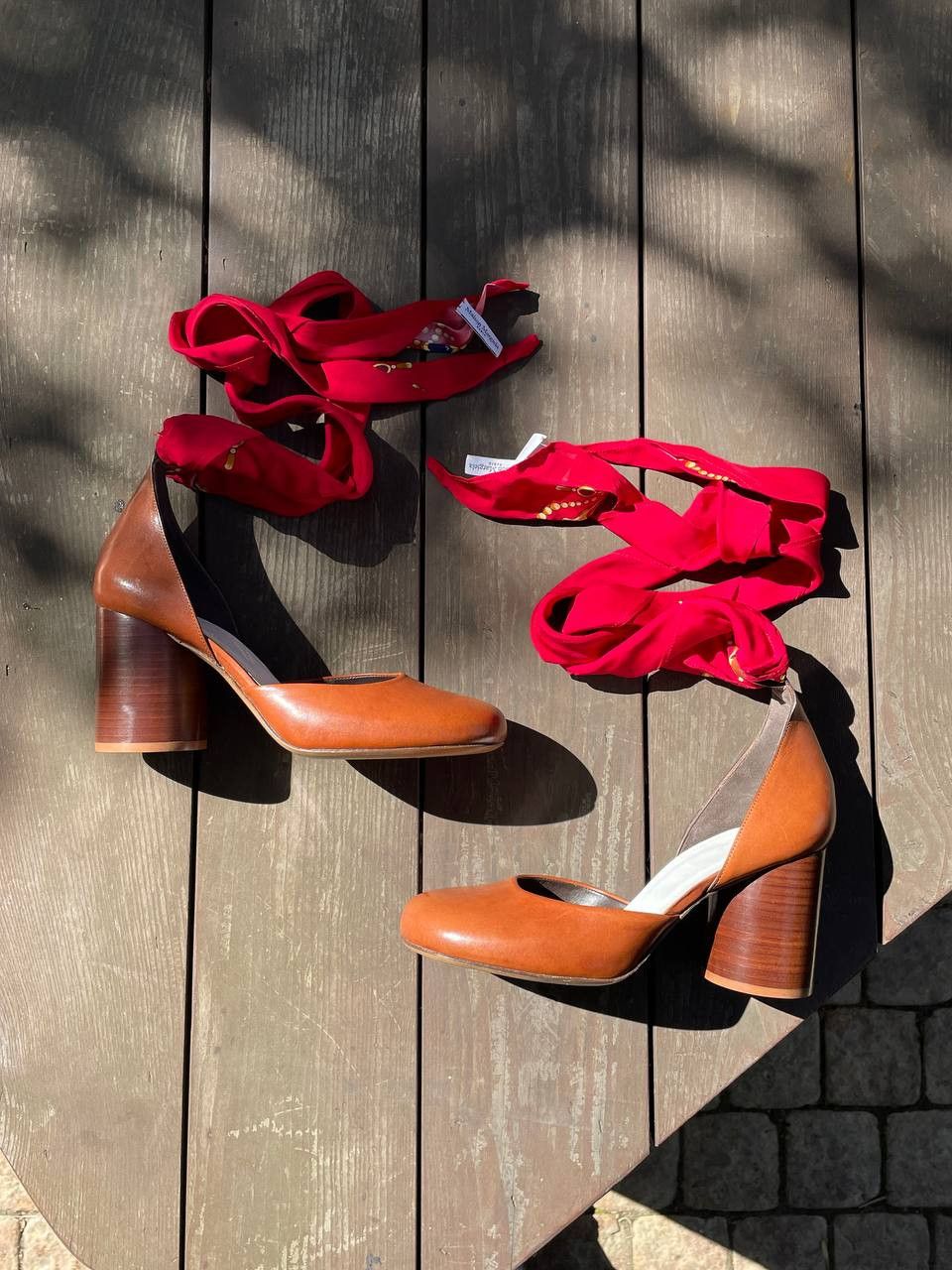 Maison Margiela Maison Margiela Scarf-Tie Brown Leather Block Heels Pumps Size US 9 / IT 39 - 3 Thumbnail