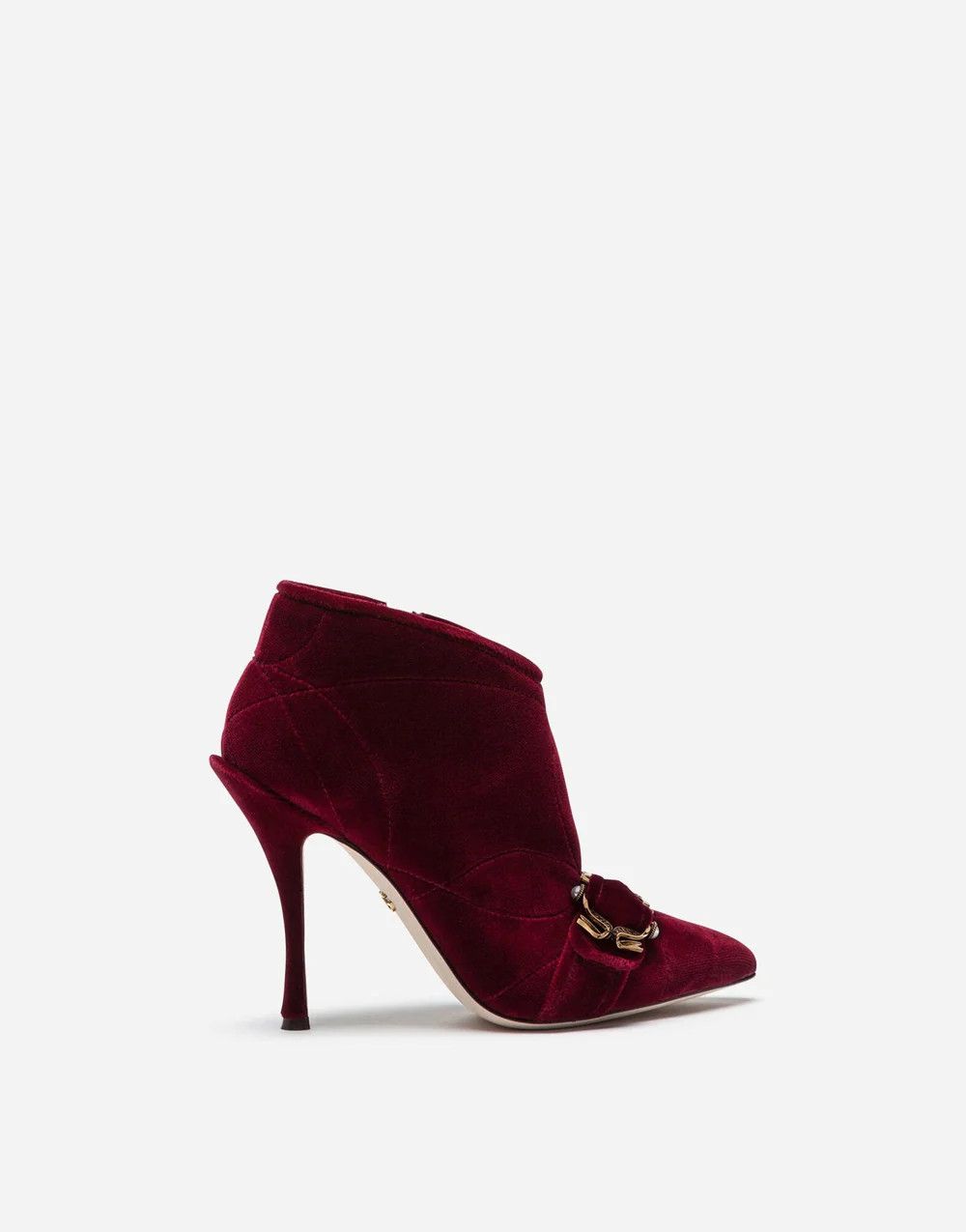 o1y0825 Velvet Ankle Boots in Burgundy