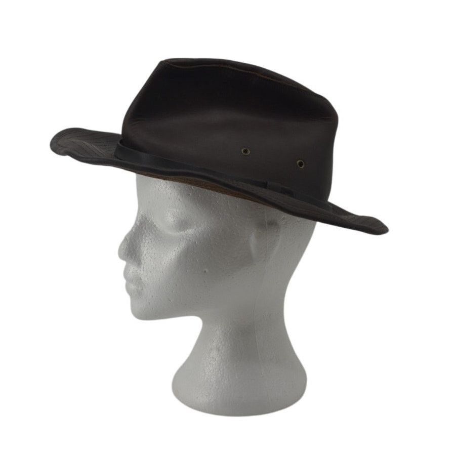 Vintage Henschel Hat Co. USA Dark Brown Oiled Leather Size M Cowboy Size ONE SIZE - 1 Thumbnail