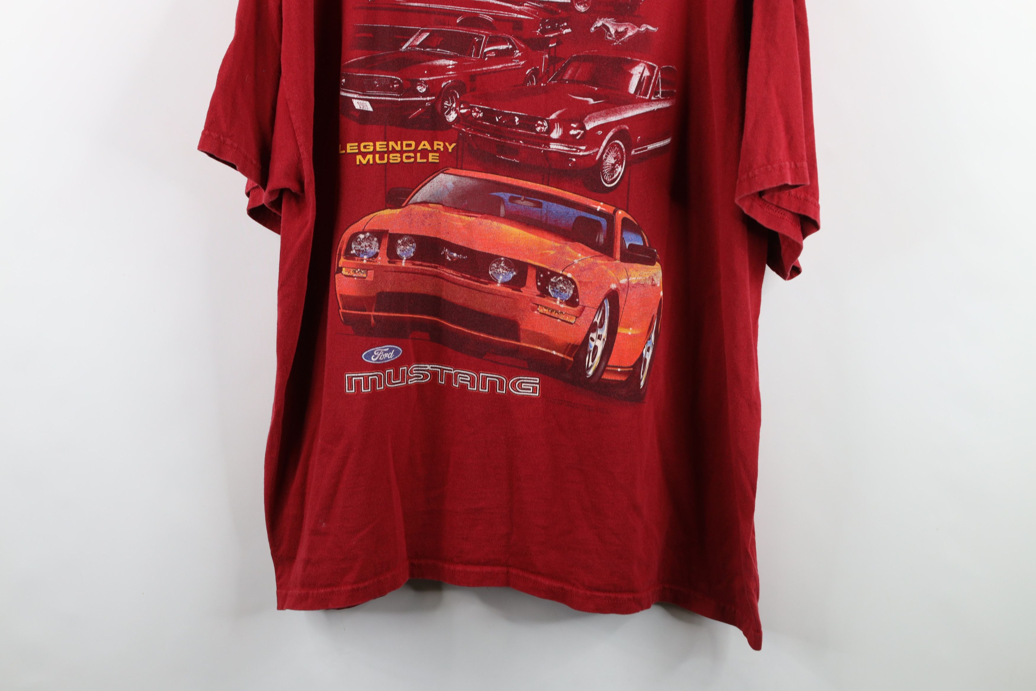 Vintage Vintage 90s Y2K Ford Motor Co Ford Mustang T-Shirt Red Size US XXL / EU 58 / 5 - 3 Thumbnail