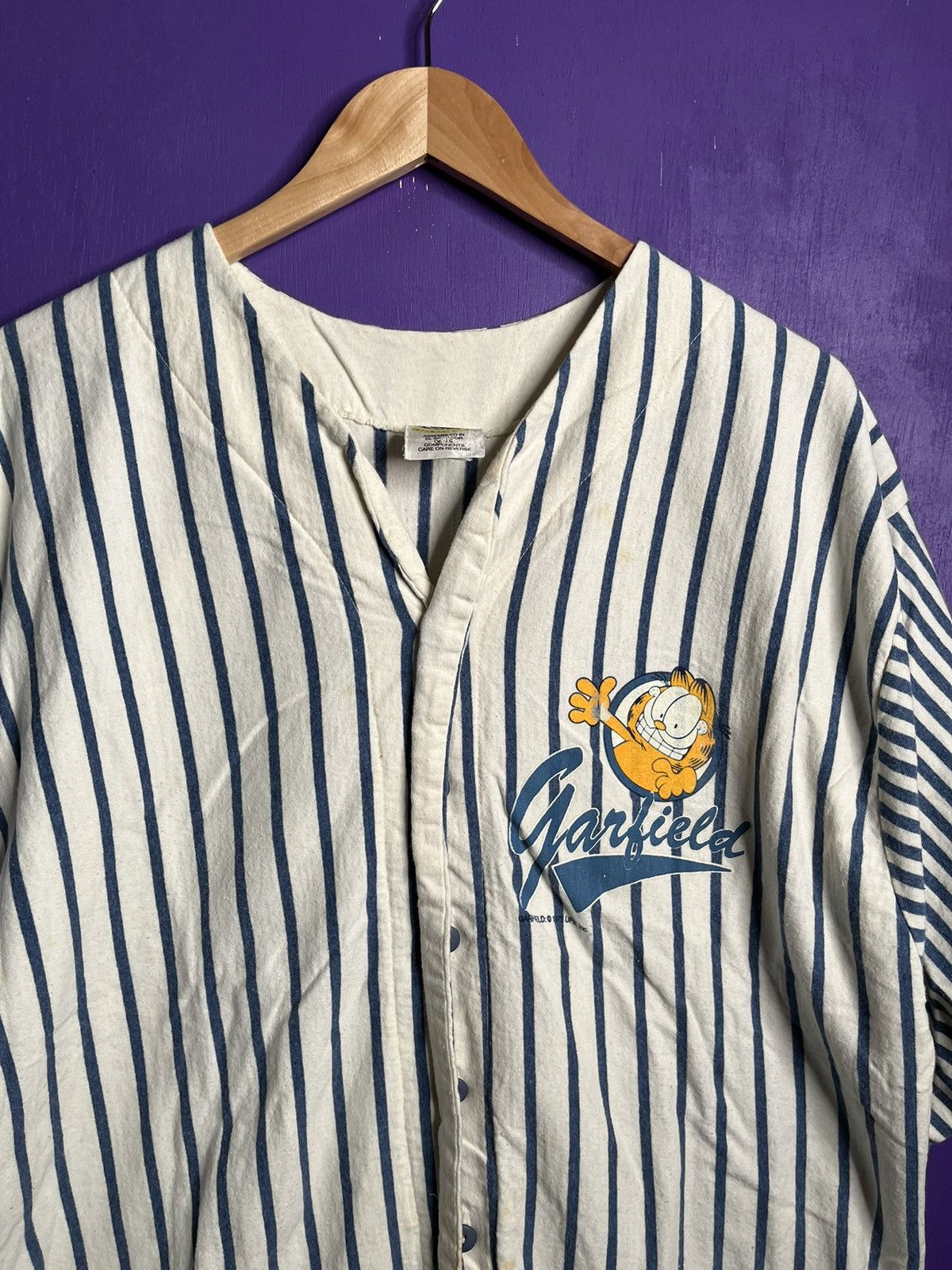 Vintage Vintage 90s Garfield striped baseball jersey Size US XL / EU 56 / 4 - 3 Thumbnail