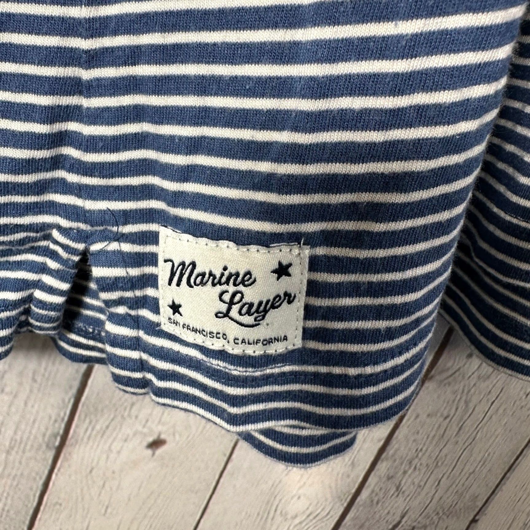 Marine Layer Marine Layer Polo Shirt Striped Blue White Supima Cotton Modal L/XL Mens Size US L / EU 52-54 / 3 - 3 Thumbnail