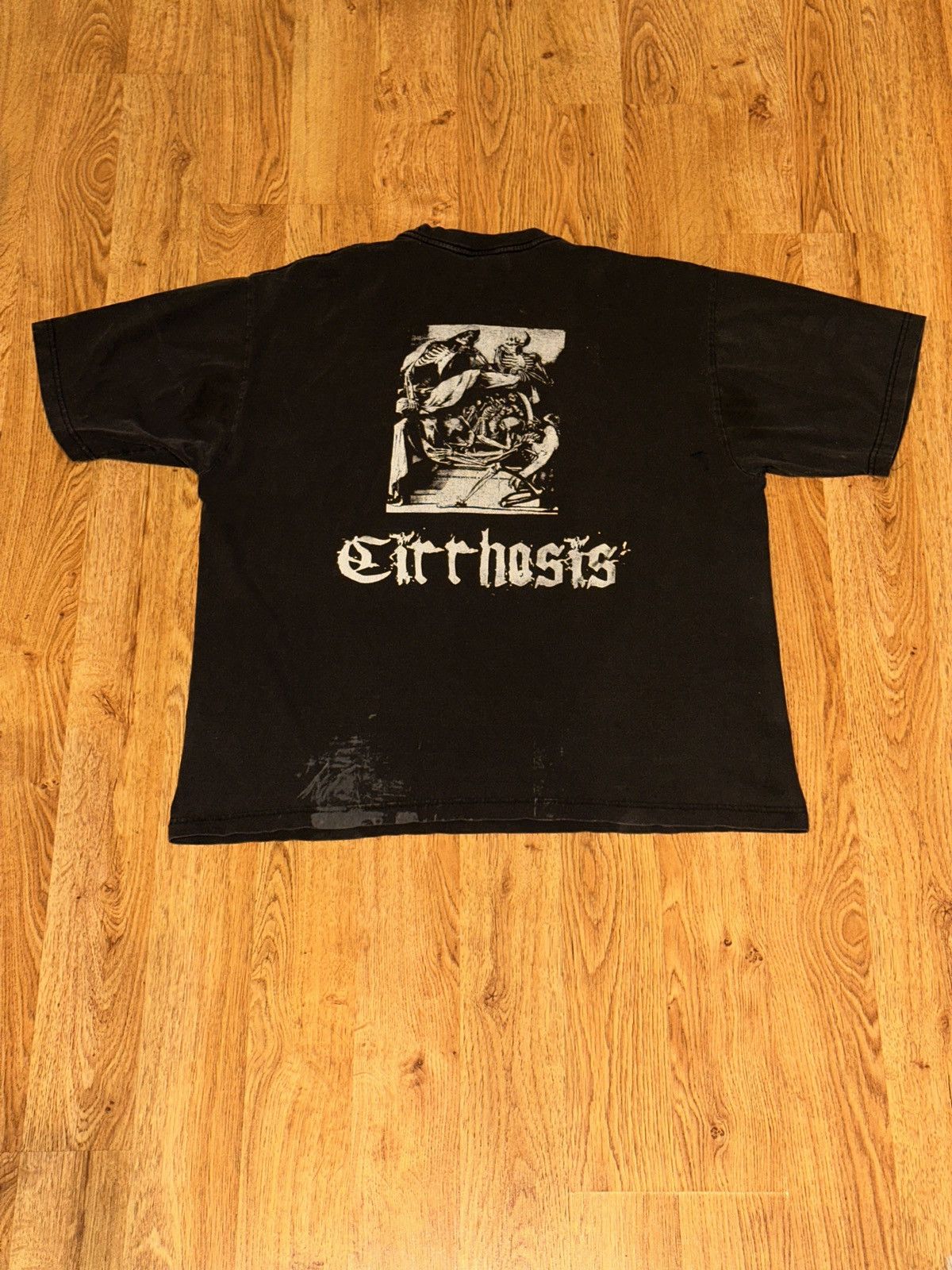 Band Tees × Vintage Vtg CIRRHOSIS Band Script & Skull Logo Tee XL Size US XL / EU 56 / 4 - 5 Thumbnail